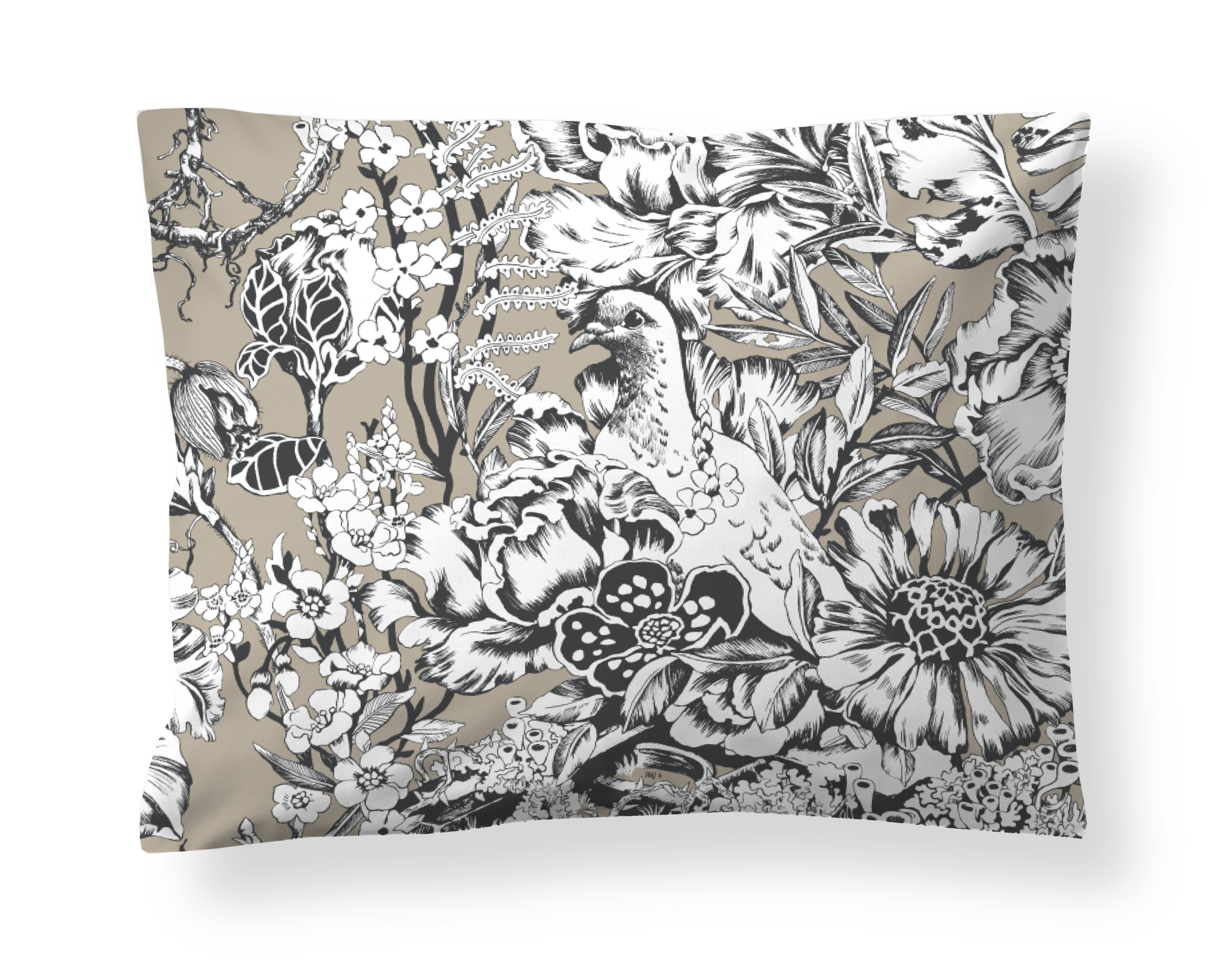 60138-5441-02-10; Finlayson Imagine Sateen Pillowcase Beige / Black / 50x60 cm 