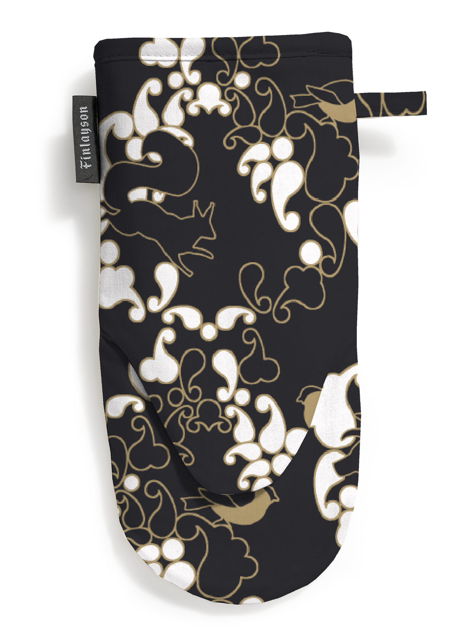 80008-4454-02-10; Finlayson Sopraano Ovenmitt Black / Gold / 15x30 cm 