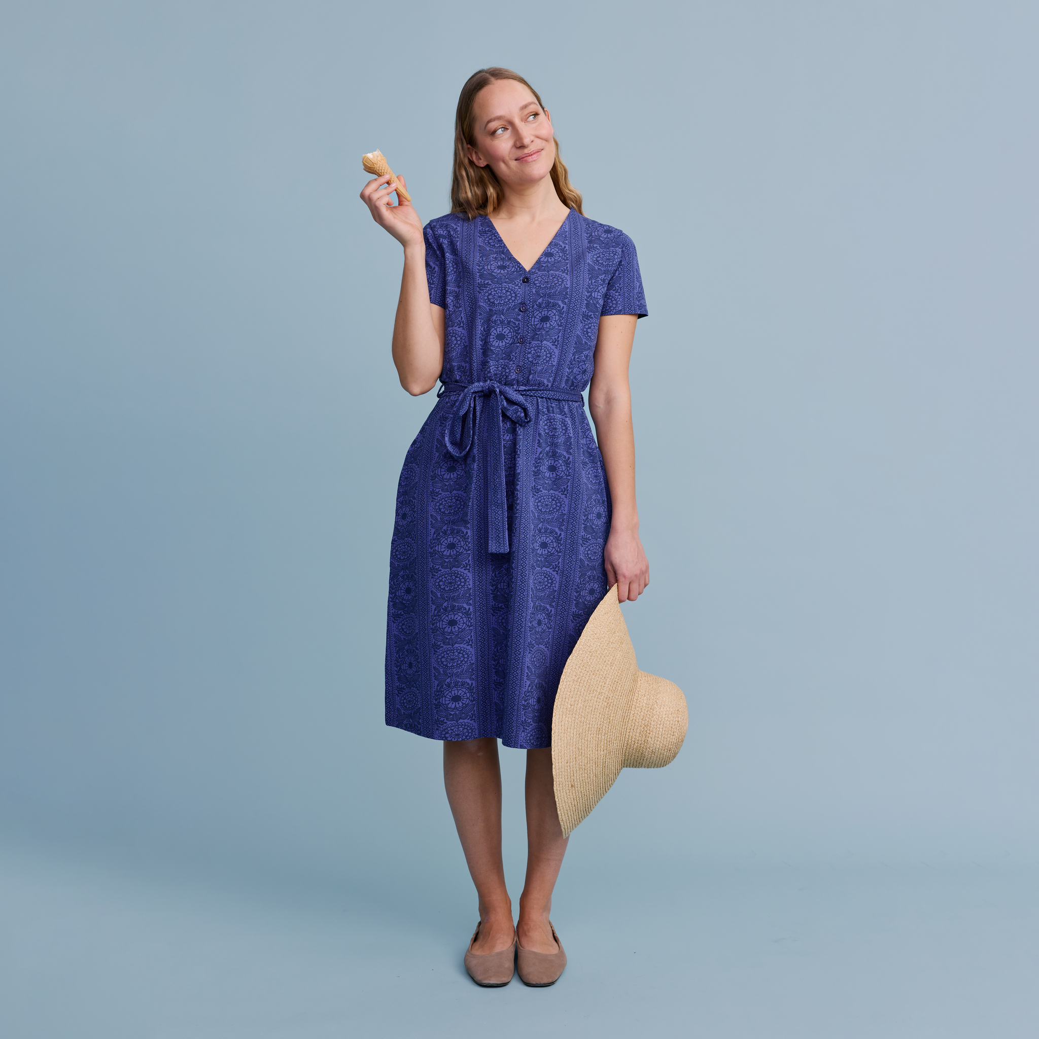 22595454005; 22595454004; 22595454001; 22595454002; 22595454003; Finlayson Taimi Tricot Dress Blue / L 