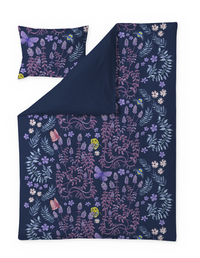 Finlayson COM Puutarhajuhla sateen duvet cover set Navy / Purple / 150x210 + 50x60 cm