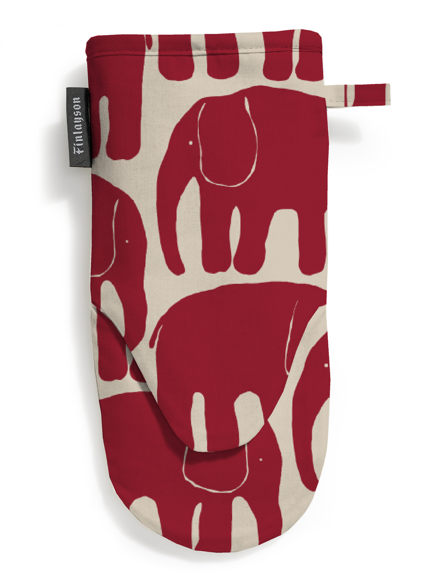 80006-4547-28-10; Finlayson Elefantti Ovenmitt Red / Beige / 15x30 cm 