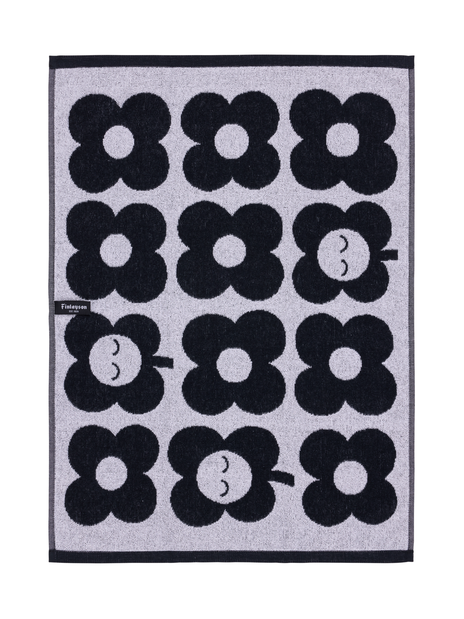 70563-5497-01-12_3; Finlayson Kukka Hand Towel Black / White / 50x70 cm 