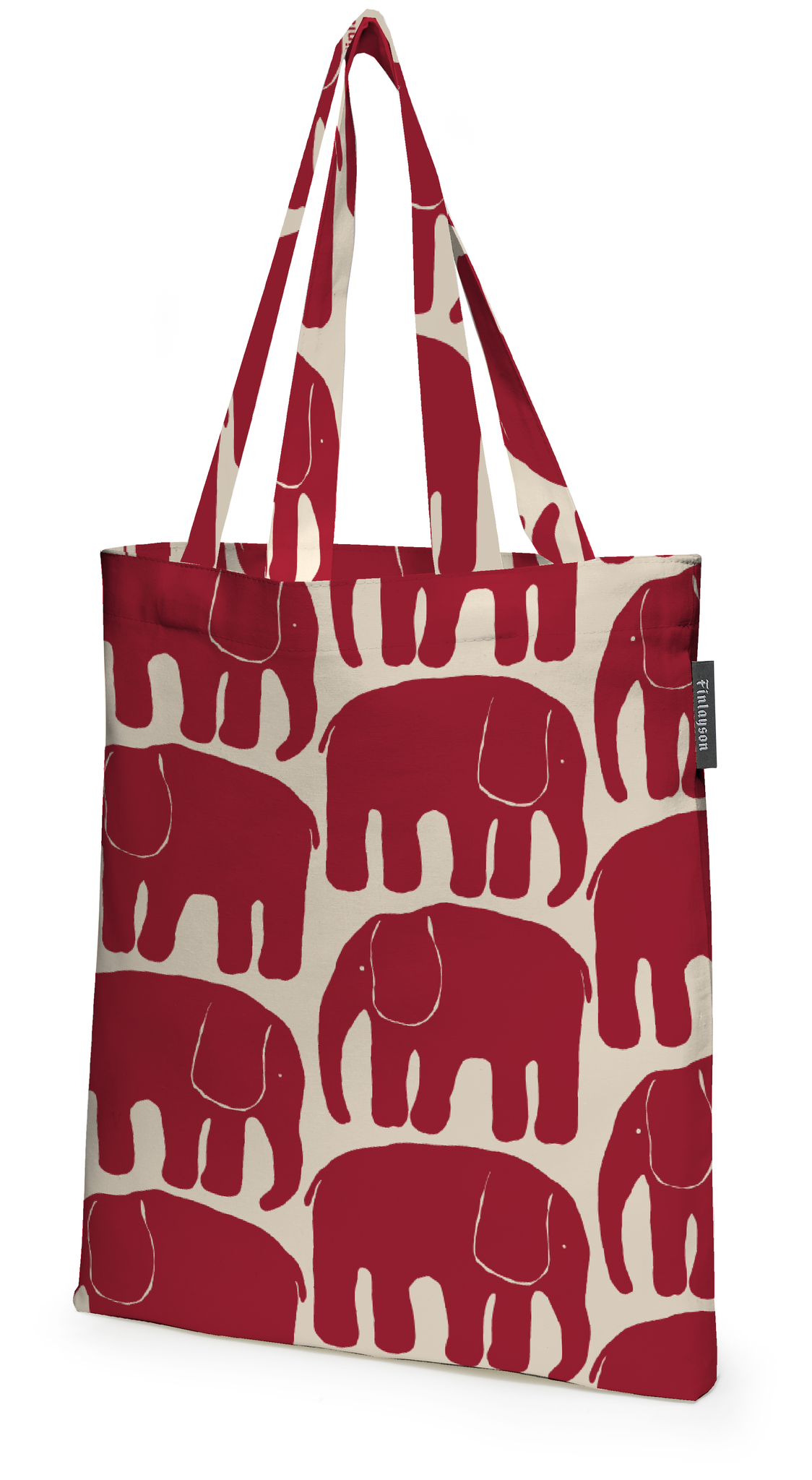 80220-4547-28-10; Finlayson Elefantti Tote bag Red / Beige / 36x42 cm 
