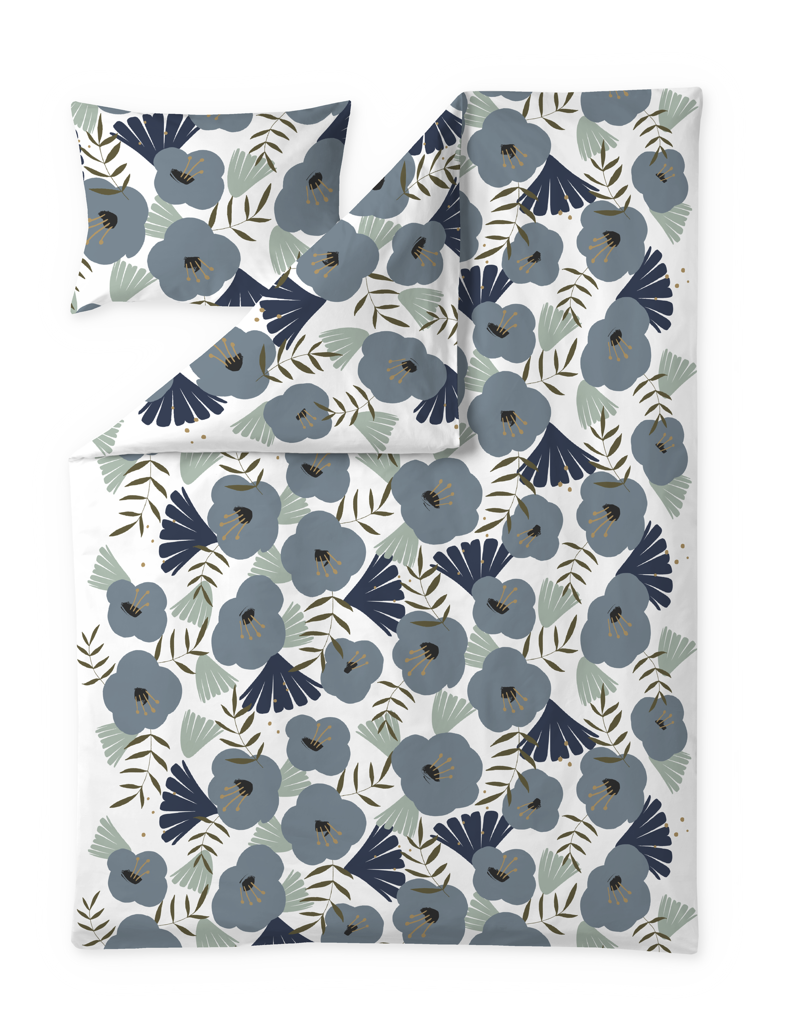 60652-5121-02-06; Finlayson Anni Duvet Cover set White / Blue / 150x210 + 50x60 cm 