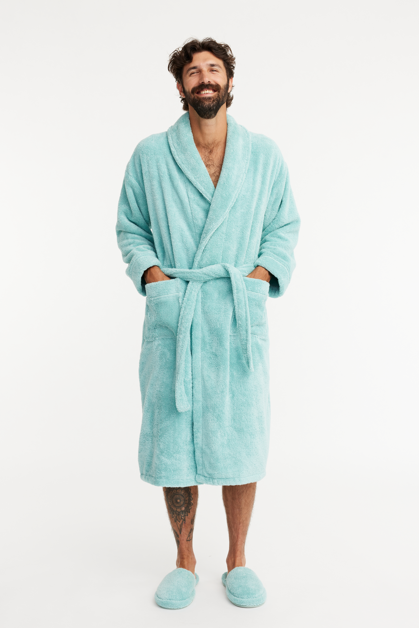 70227-0007-02-03_1; Finlayson Hali Bathrobe Bluish Green / L/XL 