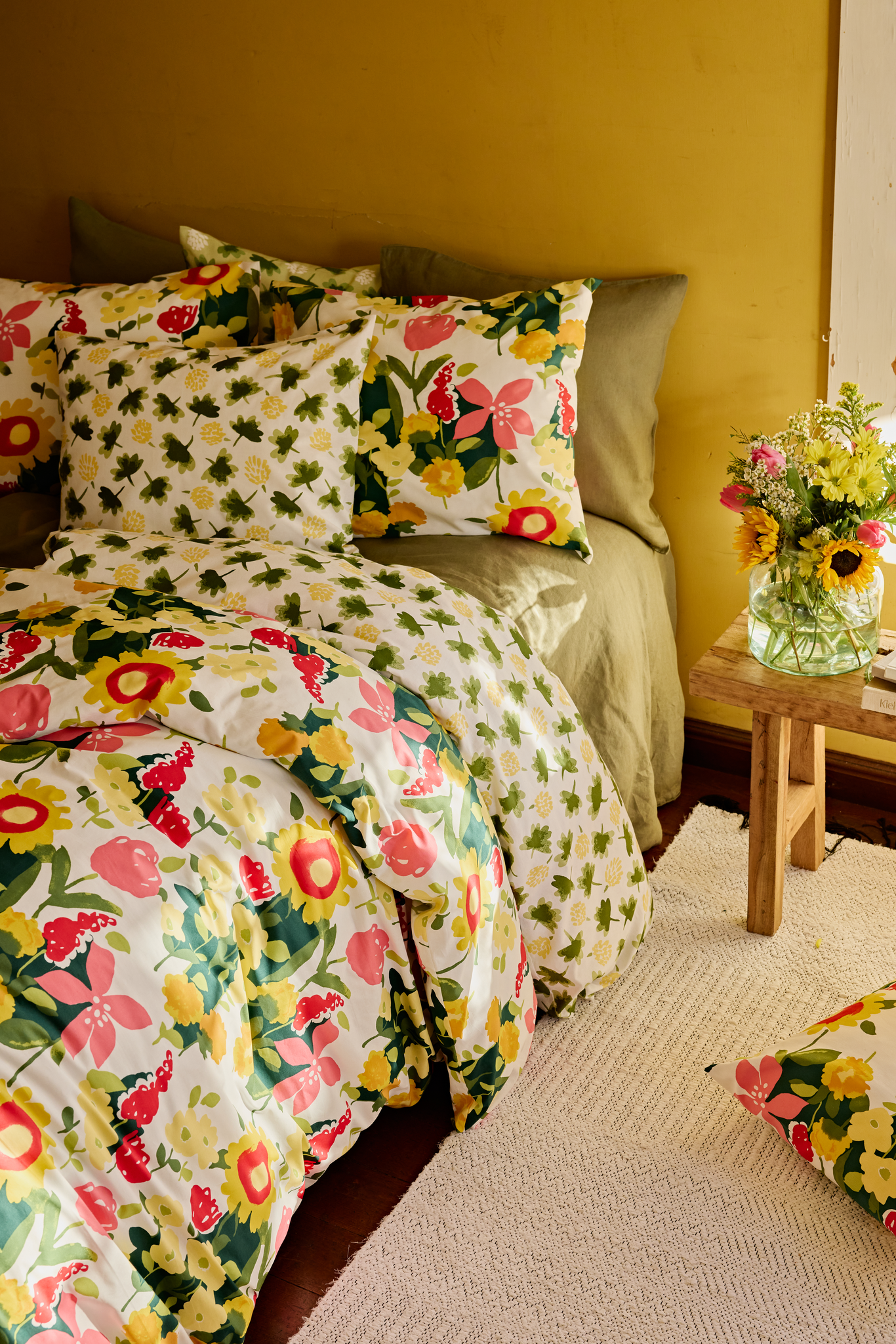 60682-5484-01-05_2; Finlayson Ihana Double Duvet Cover Set Yellow / Green / Red / 240x210 + 50x60 cm 