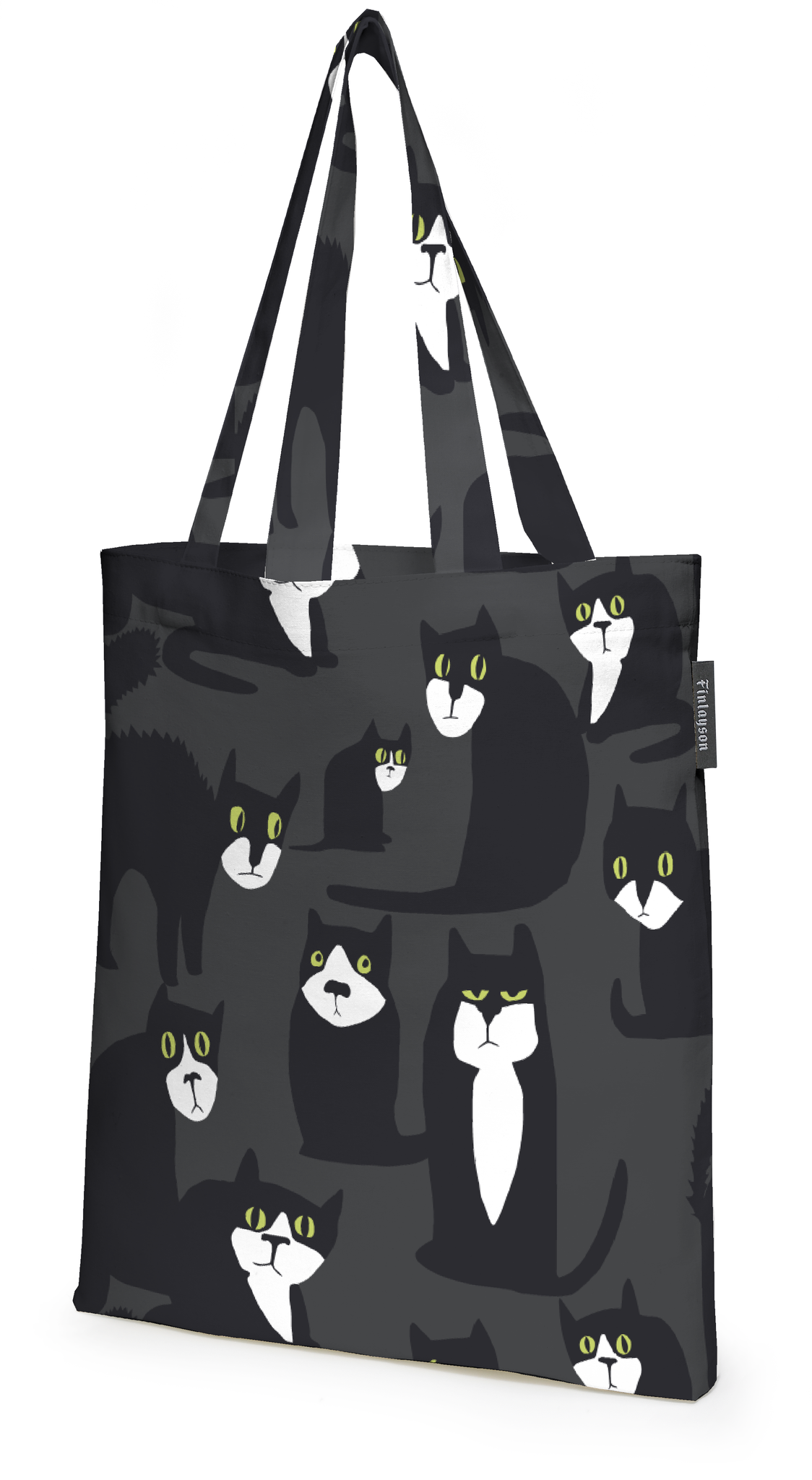 80220-5481-01-05; Finlayson Spot the Dog tote bag Dark Grey / Black / Lime / 36x42 cm 