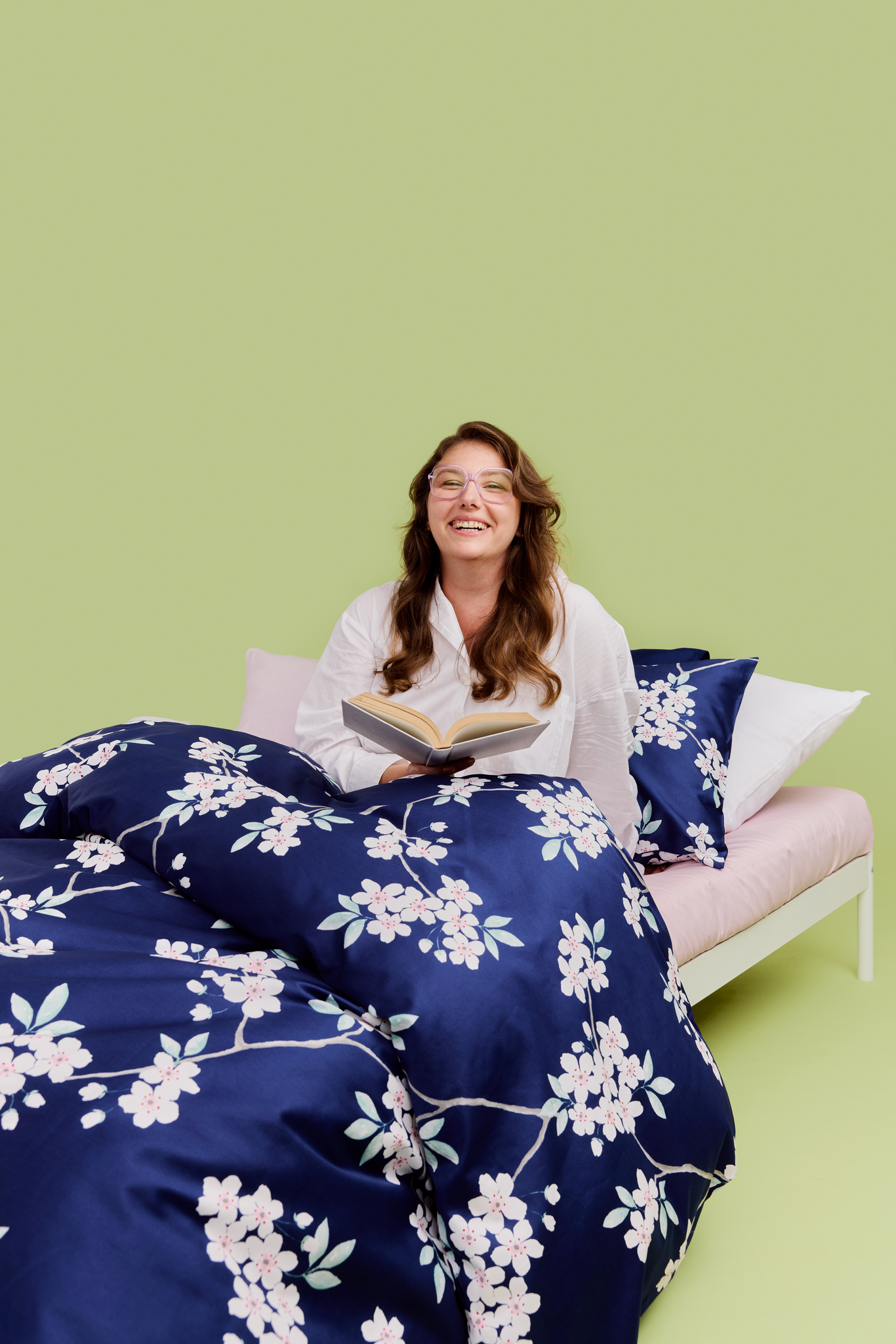 60712-4056-21-06_1; Finlayson Kioto Sateen Duvet Cover Set Dark Blue / 150x210 + 50x60 cm 