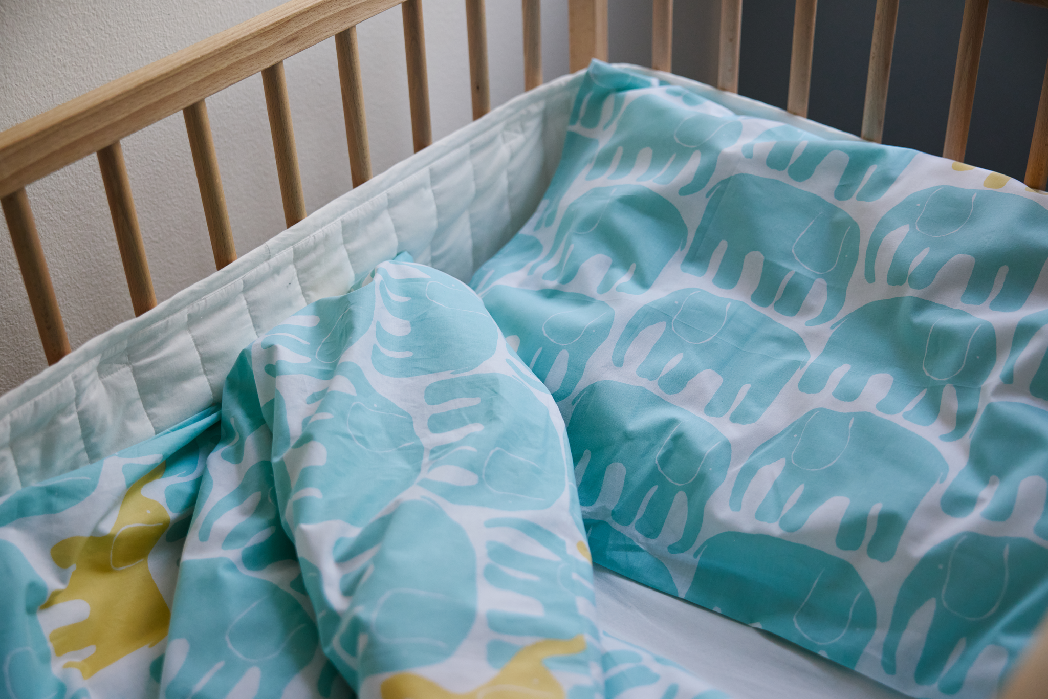 60662-5415-04-06_2; Finlayson Elefantti vapaa Duvet Cover Set Light Aqua / Yellow / 120x160 + 40x60 cm 
