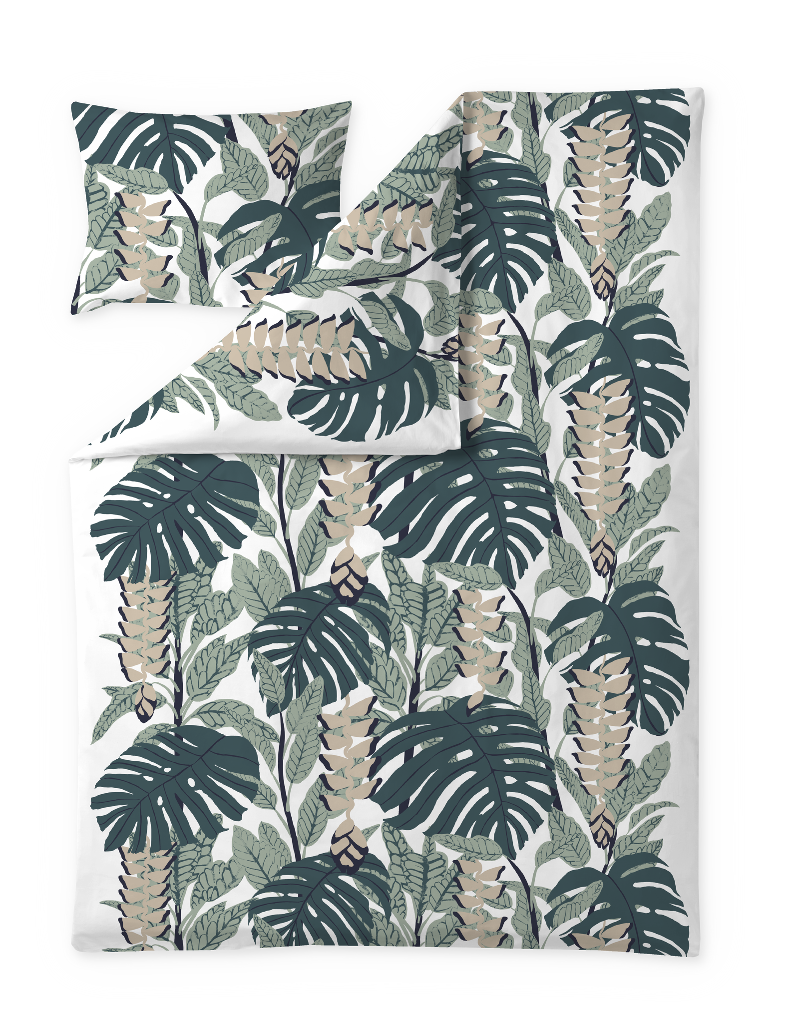 60652-4988-08-06; Finlayson Bunaken Duvet Cover set Green / Beige / 150x210 + 50x60 cm 
