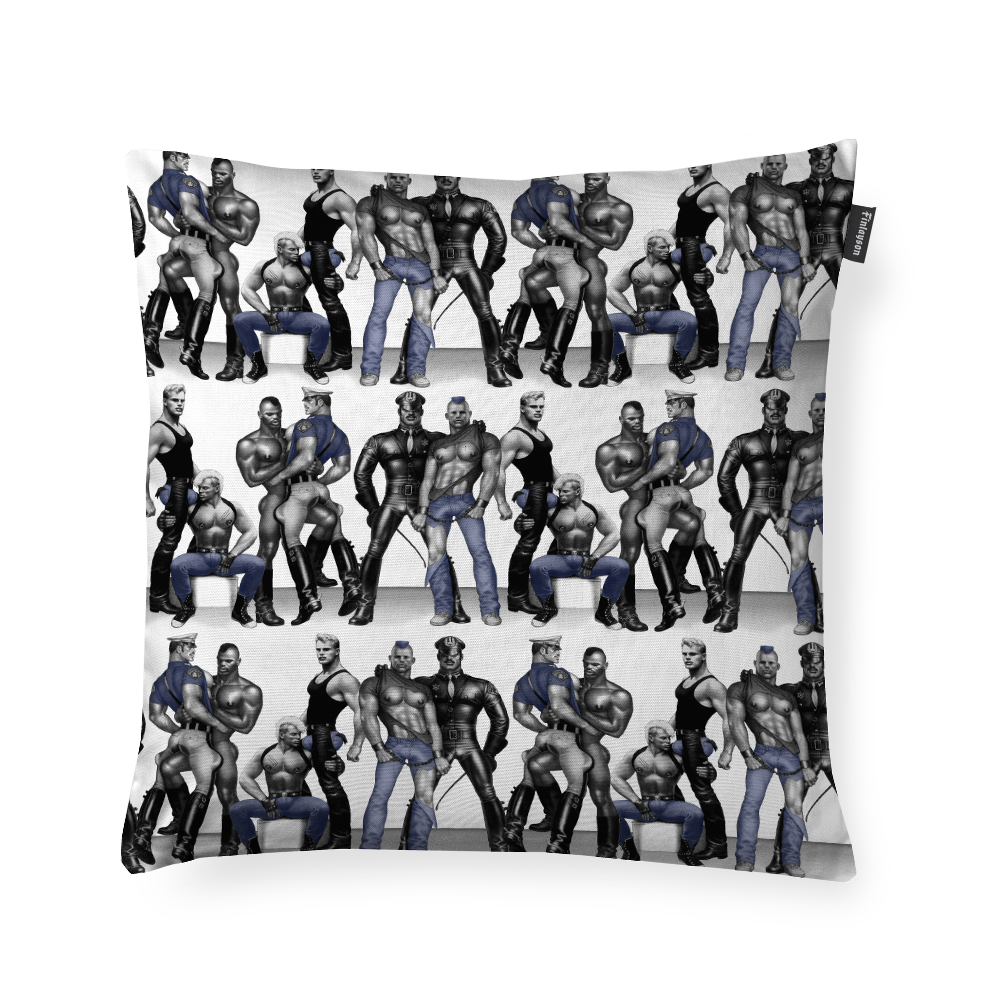 80813-4865-01-04; Finlayson Tom of Finland Cushion Cover Black / Blue / 48x48 cm 