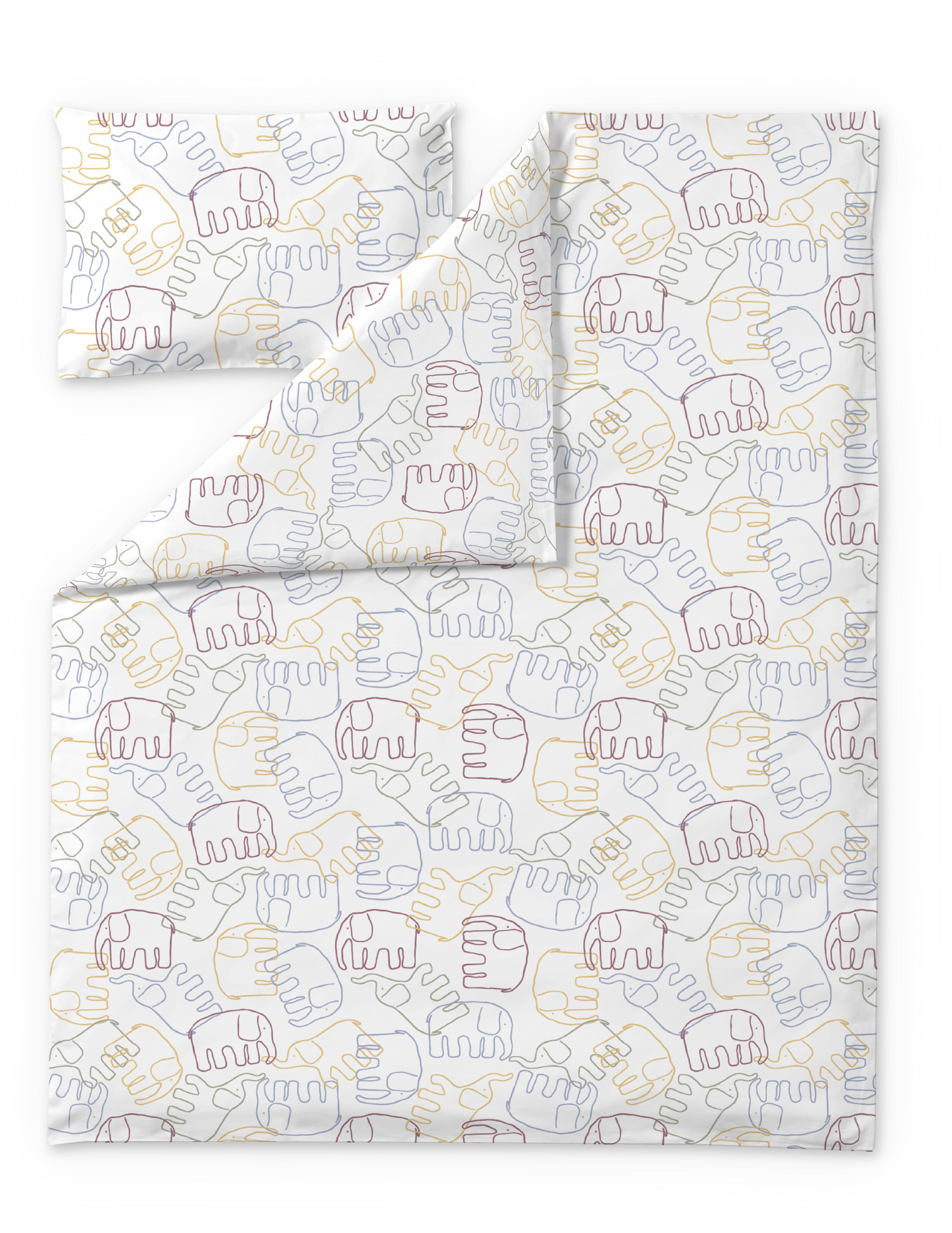 60662-5416-04-06; Finlayson Elefantti villi Kids' duvet cover set Multi / 120x160 + 40x60 cm 