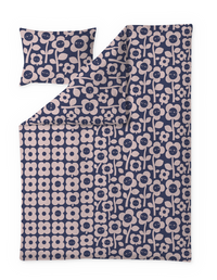 Finlayson COM Kukkariemu Duvet Cover set Dark Blue / Rose / 150x210 + 50x60 cm