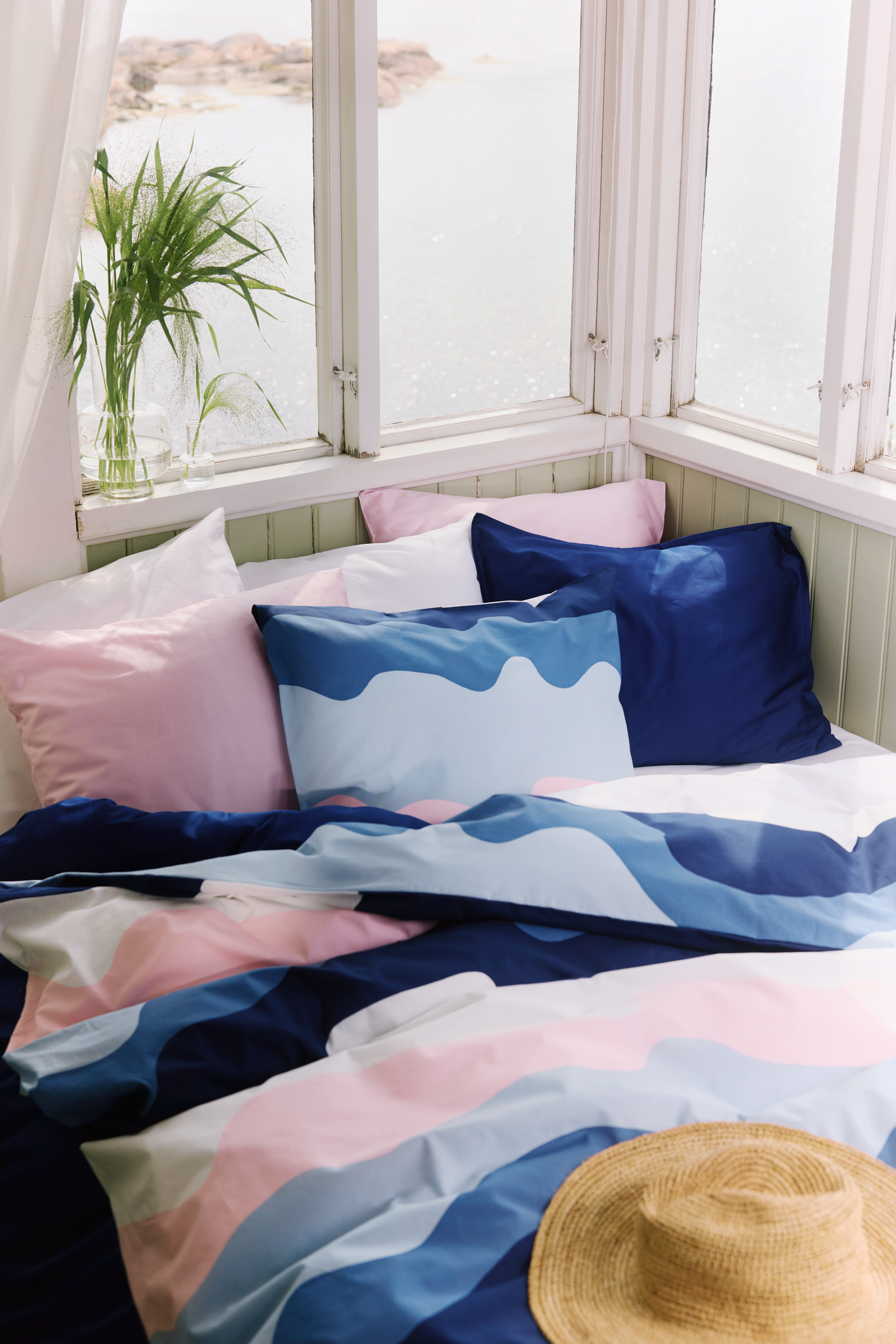 60652-3891-33-06_1; Finlayson Aalto Duvet Cover Set Blue / Light pink / 150x210 + 50x60 cm 