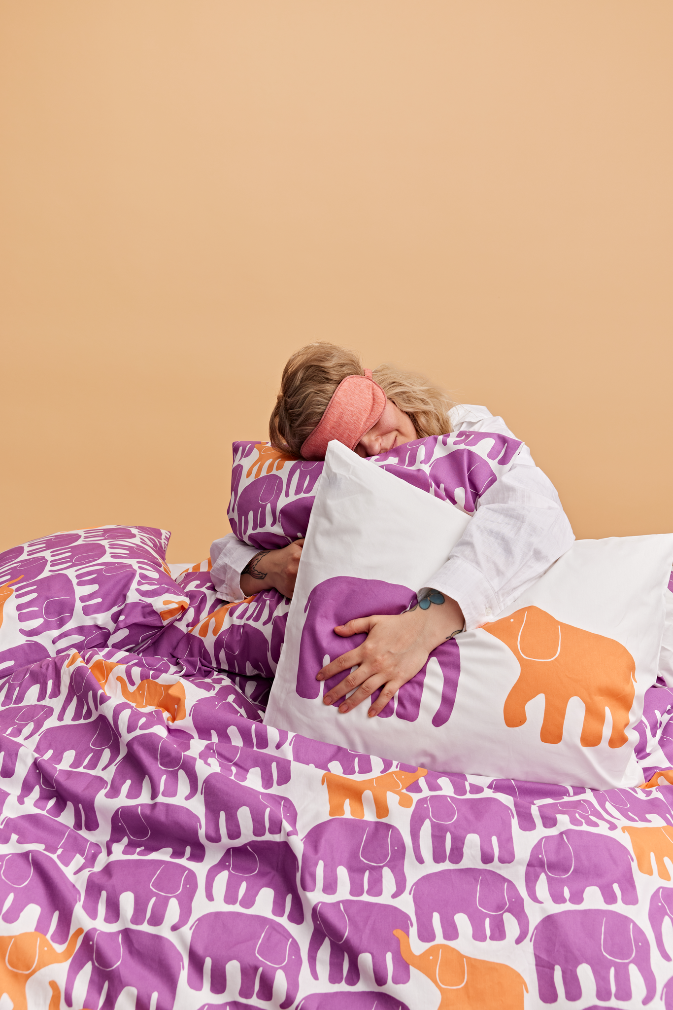 60652-5415-01-06_1; Finlayson Elefantti vapaa Duvet Cover Set Violet / 150x210 + 50x60 cm 