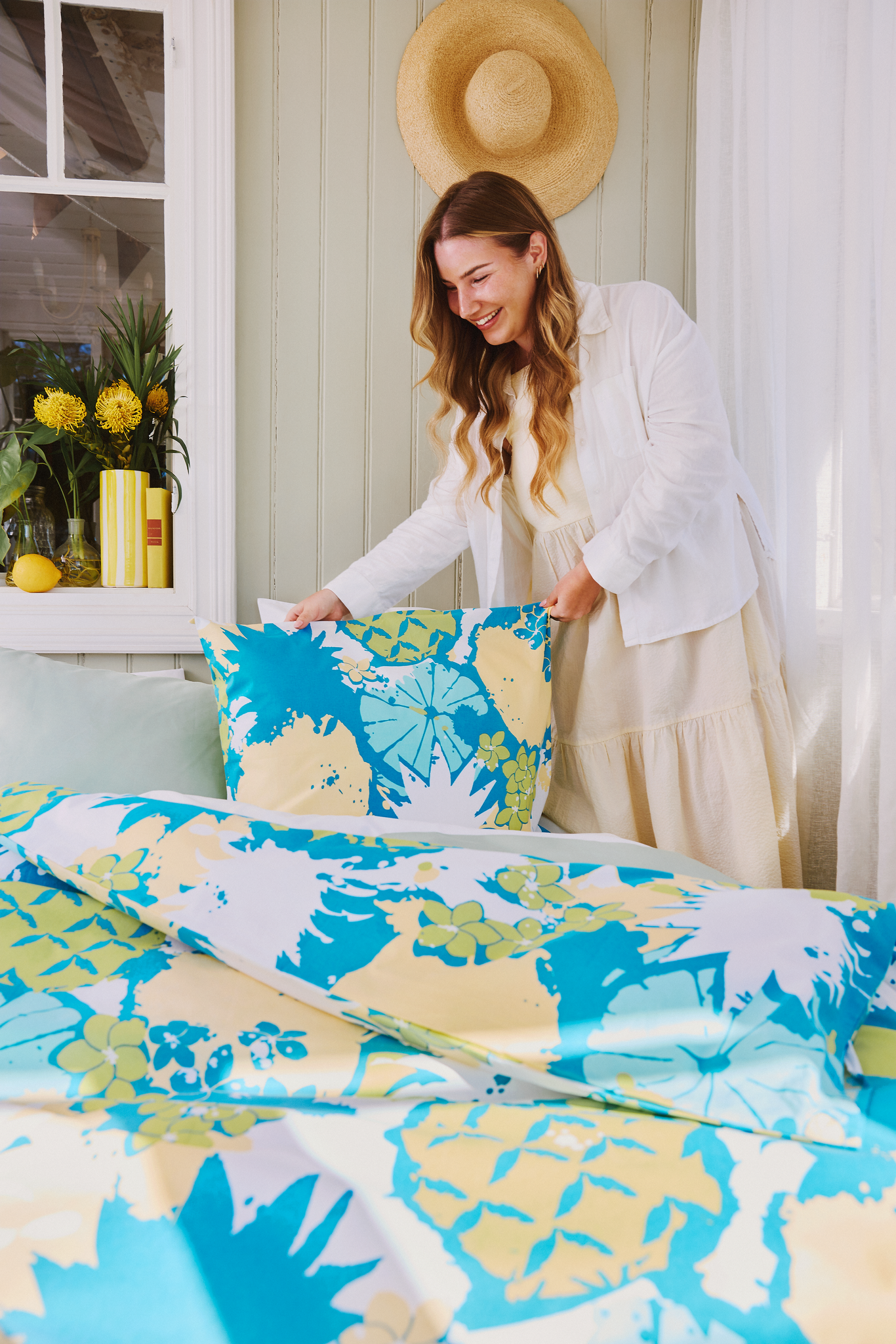 60652-4705-03-06_1; Finlayson Cocktail Duvet Cover Set Blue / Yellow / 150x210 + 50x60 cm 