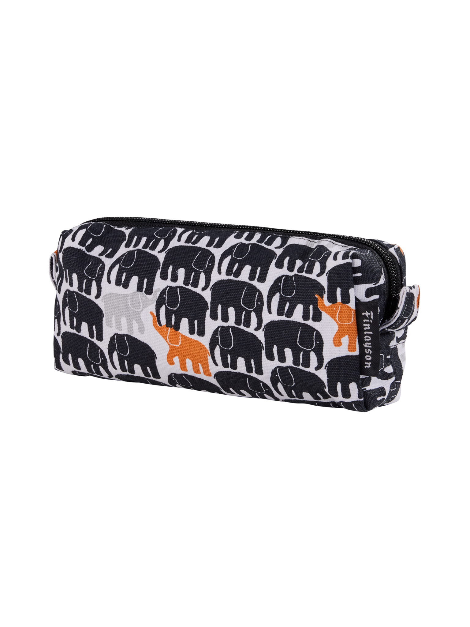 80254-5476-01-05; Finlayson Elefantti vapaa Cosmetic bag Black / Orange / 20x9 cm 