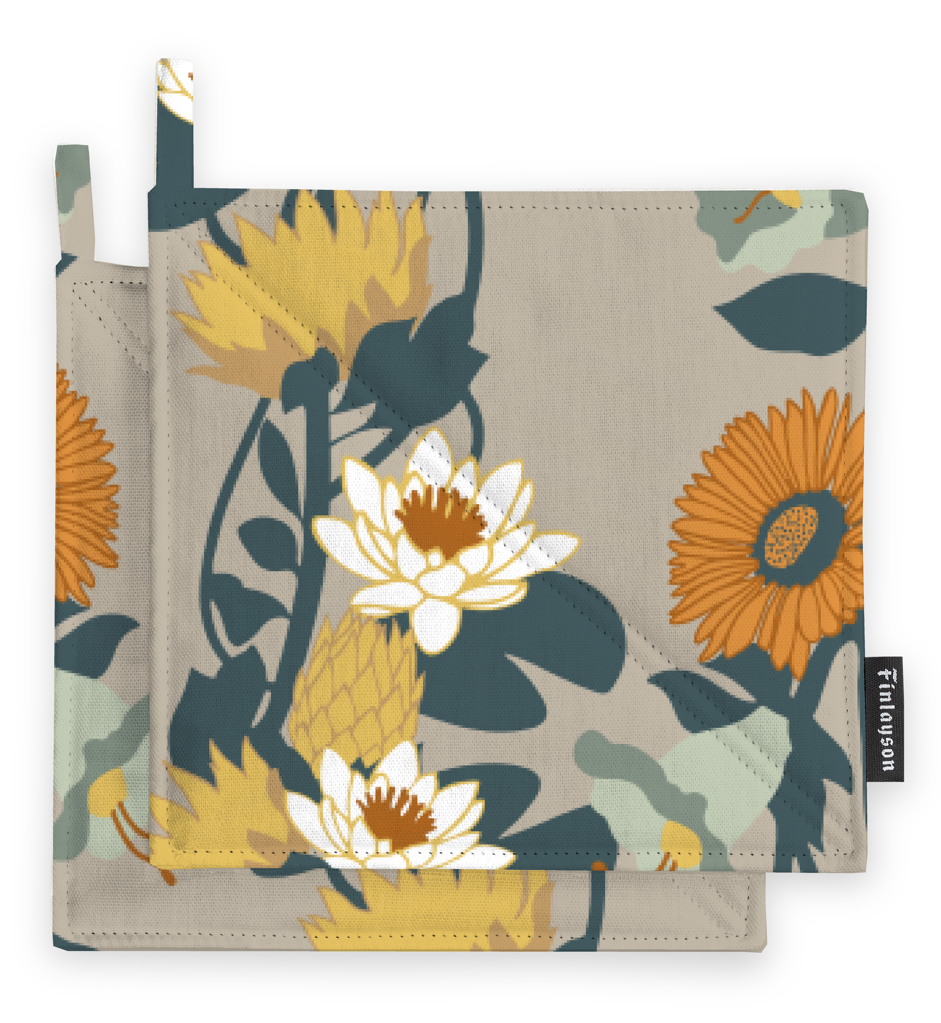 80017-5491-03-10; Finlayson Kaksin Potholder 2 pcs Orange / Beige / 22x22 cm 