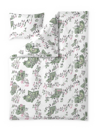 60653-4914-03-06; Finlayson Kylillä Duvet Cover Set Green / Light Red / 150x210 + 50x60 cm 