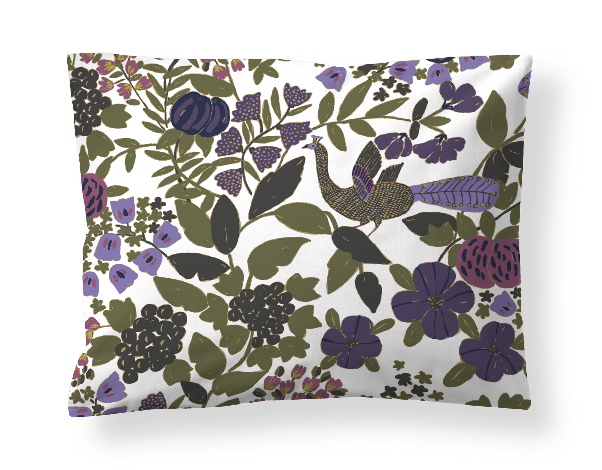 60136-2694-07-10; Finlayson Riikinkukko Pillowcase Green / Lilac / 50x60 cm 