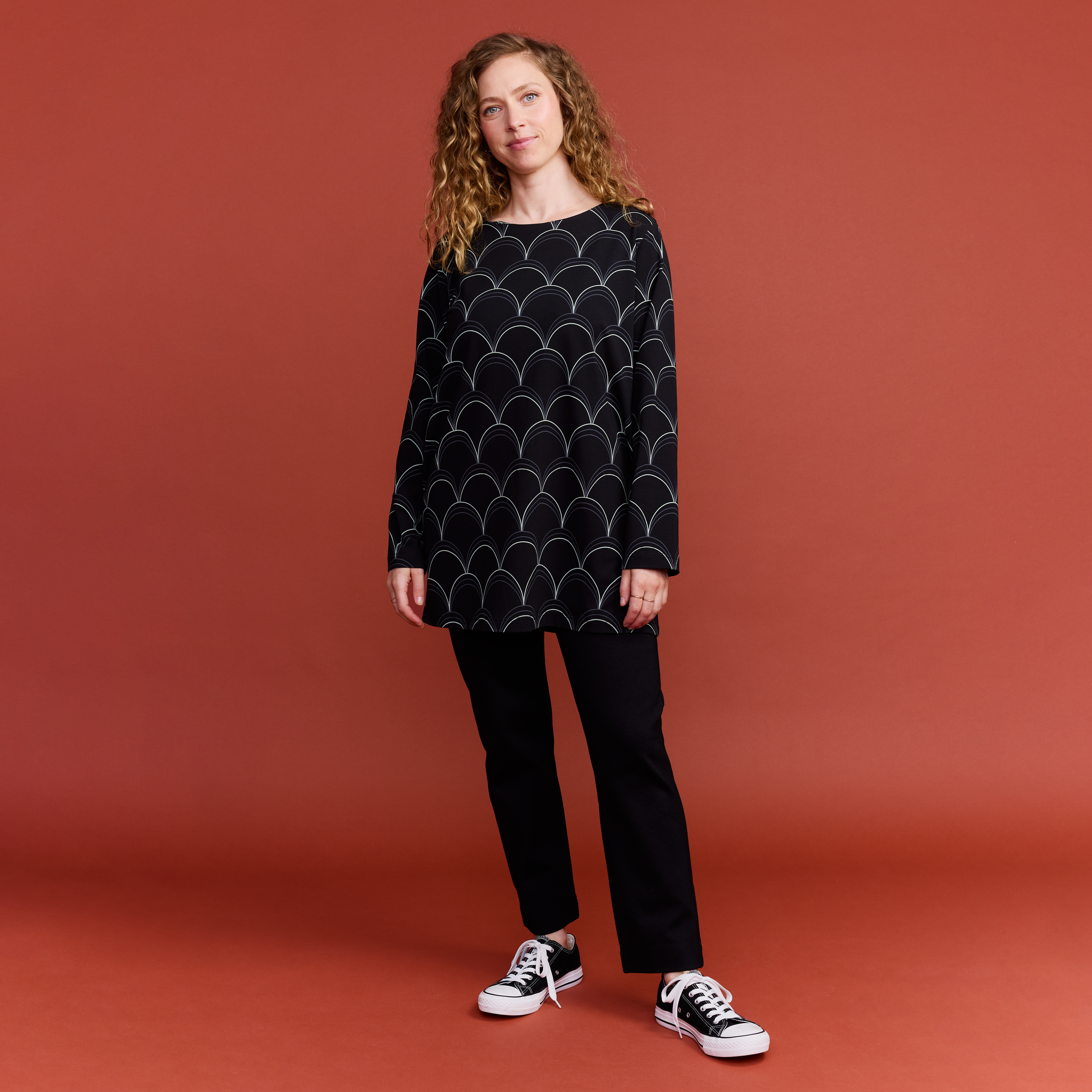 22702937002; Finlayson Rooma Tricot tunic Black / Green / M 