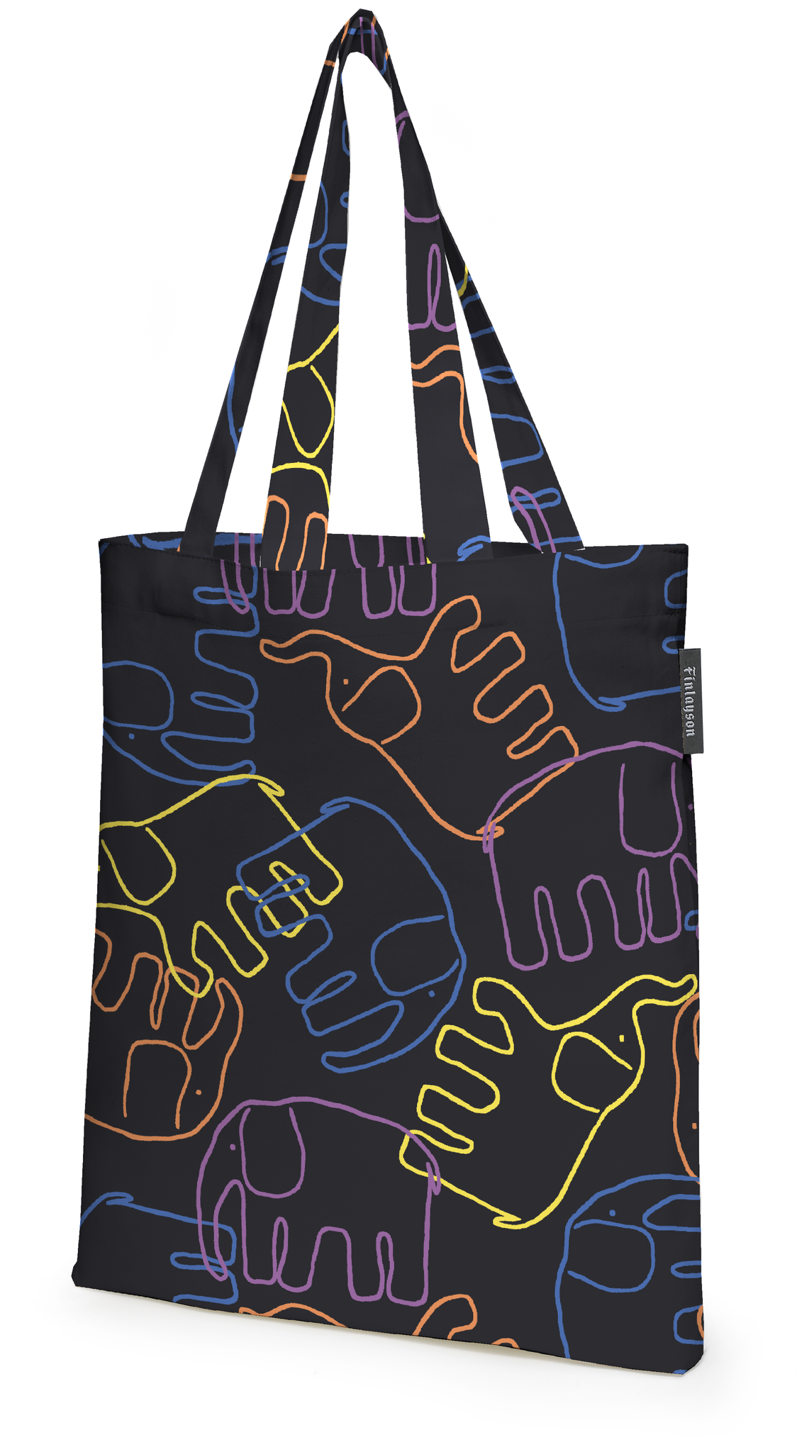 80220-5416-02-05; Finlayson Elefantti villi Tote Bag Black / Multi / 36x42 cm 