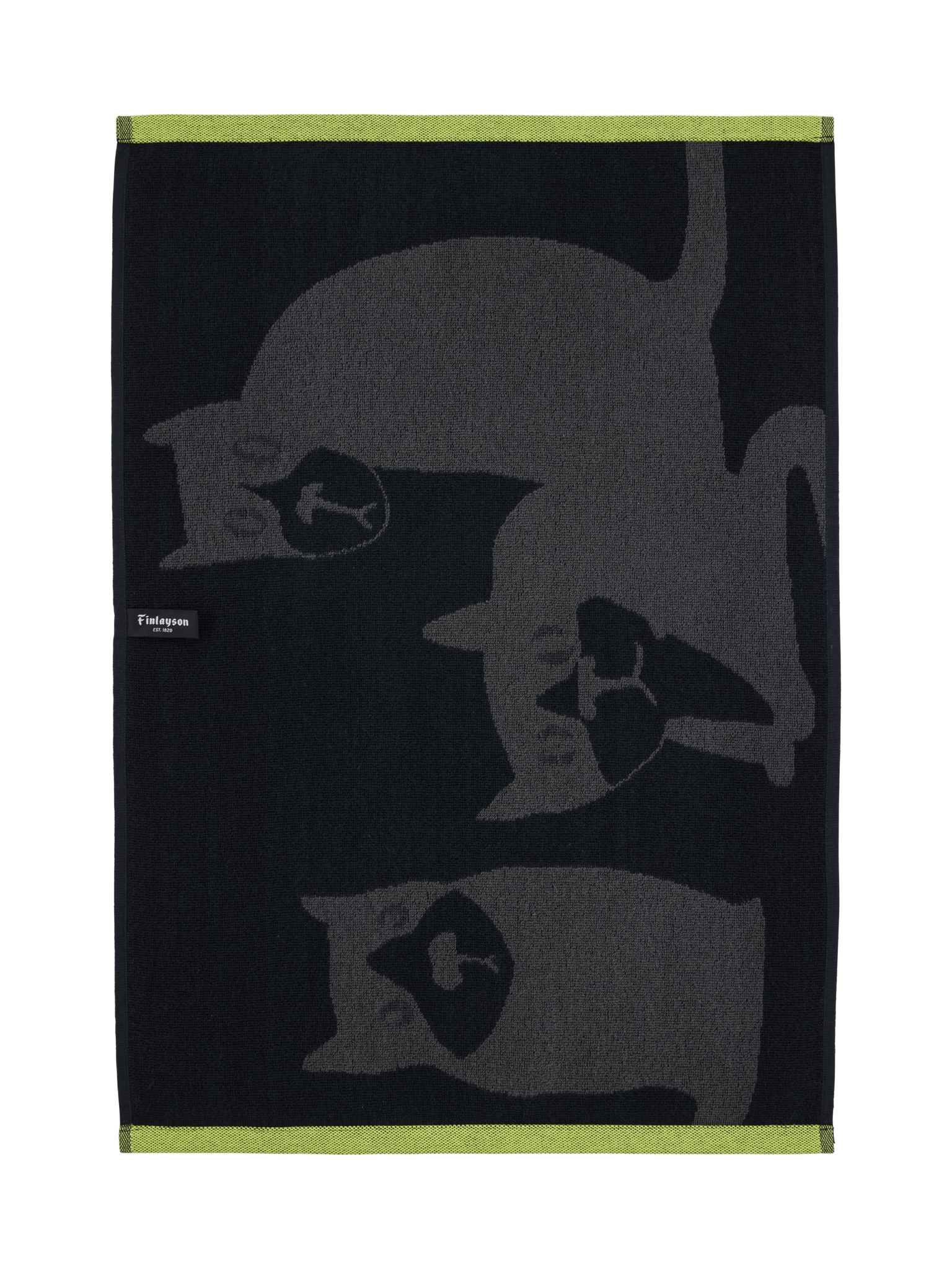 70553-1520-02-12_4; Finlayson Spot the Dog towel Dark Grey / Black / Lime / 50x70 cm 