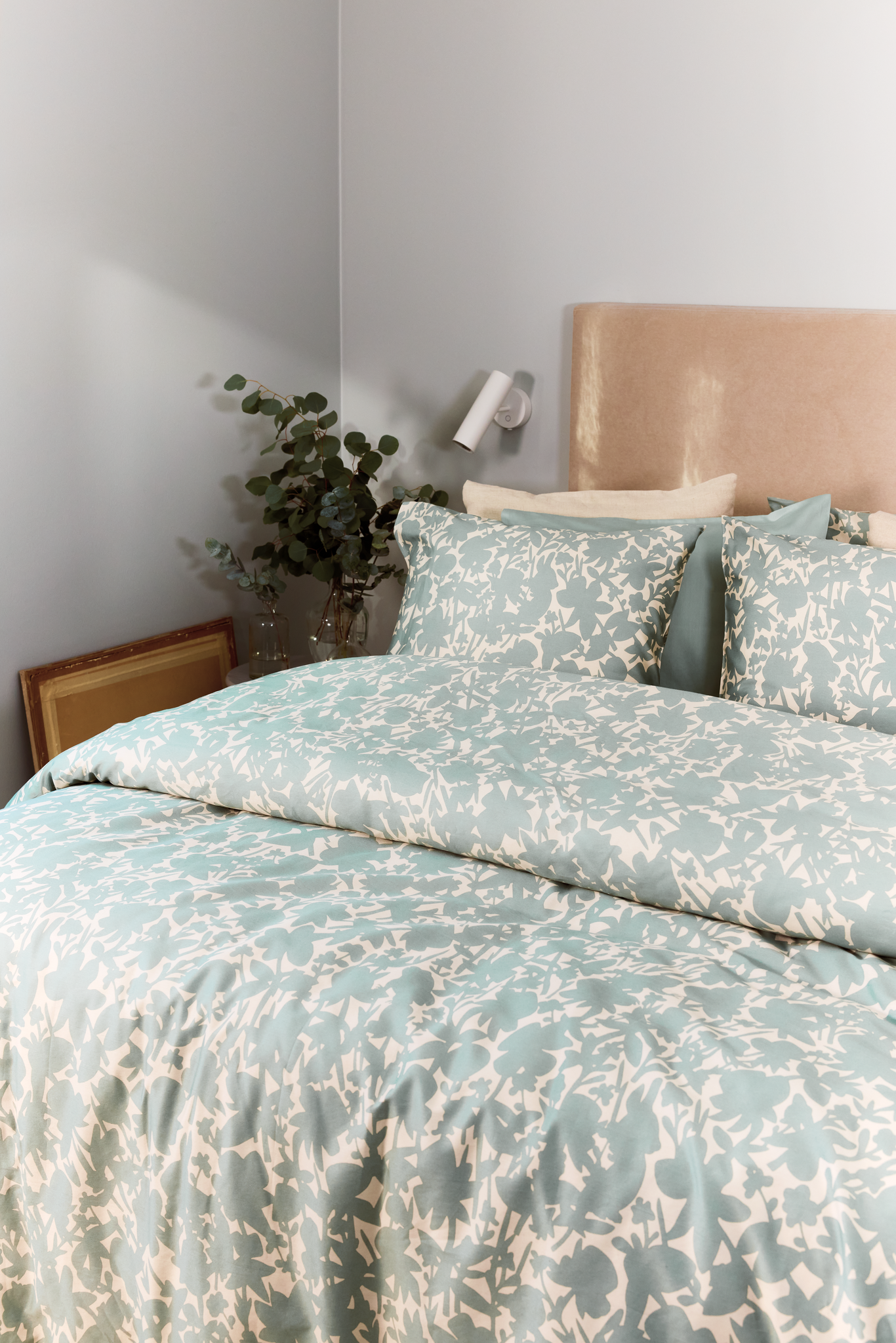 60712-5488-01-06_1; Finlayson Katveessa Sateen Duvet Cover set Salvia / Beige / 150x210 + 50x60 cm 