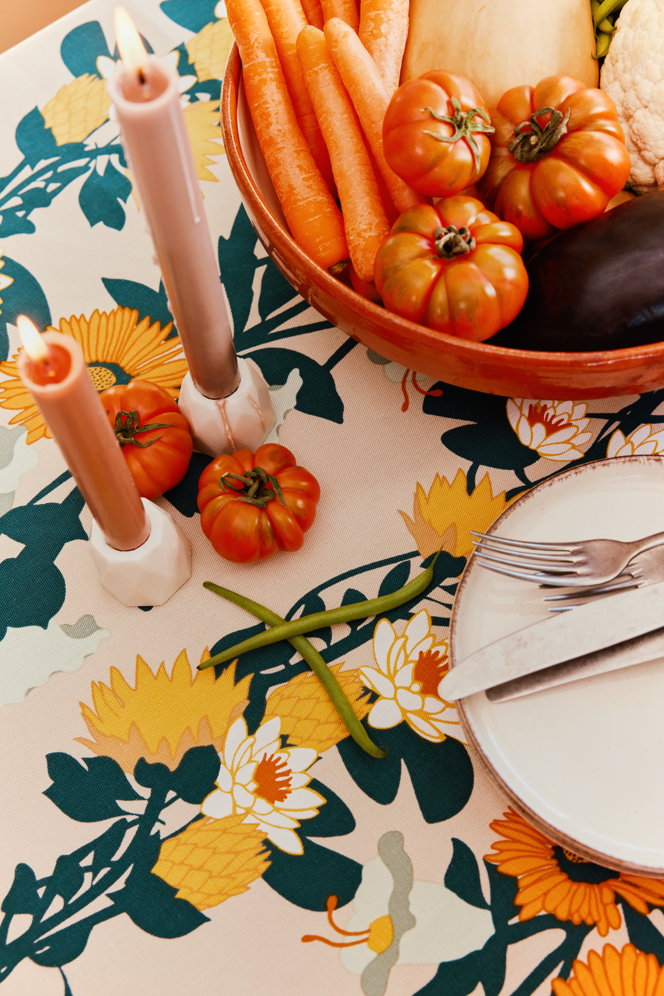80419-5491-03-06_3; Finlayson Kaksin Table Cloth Orange / Beige / 145x250 cm 