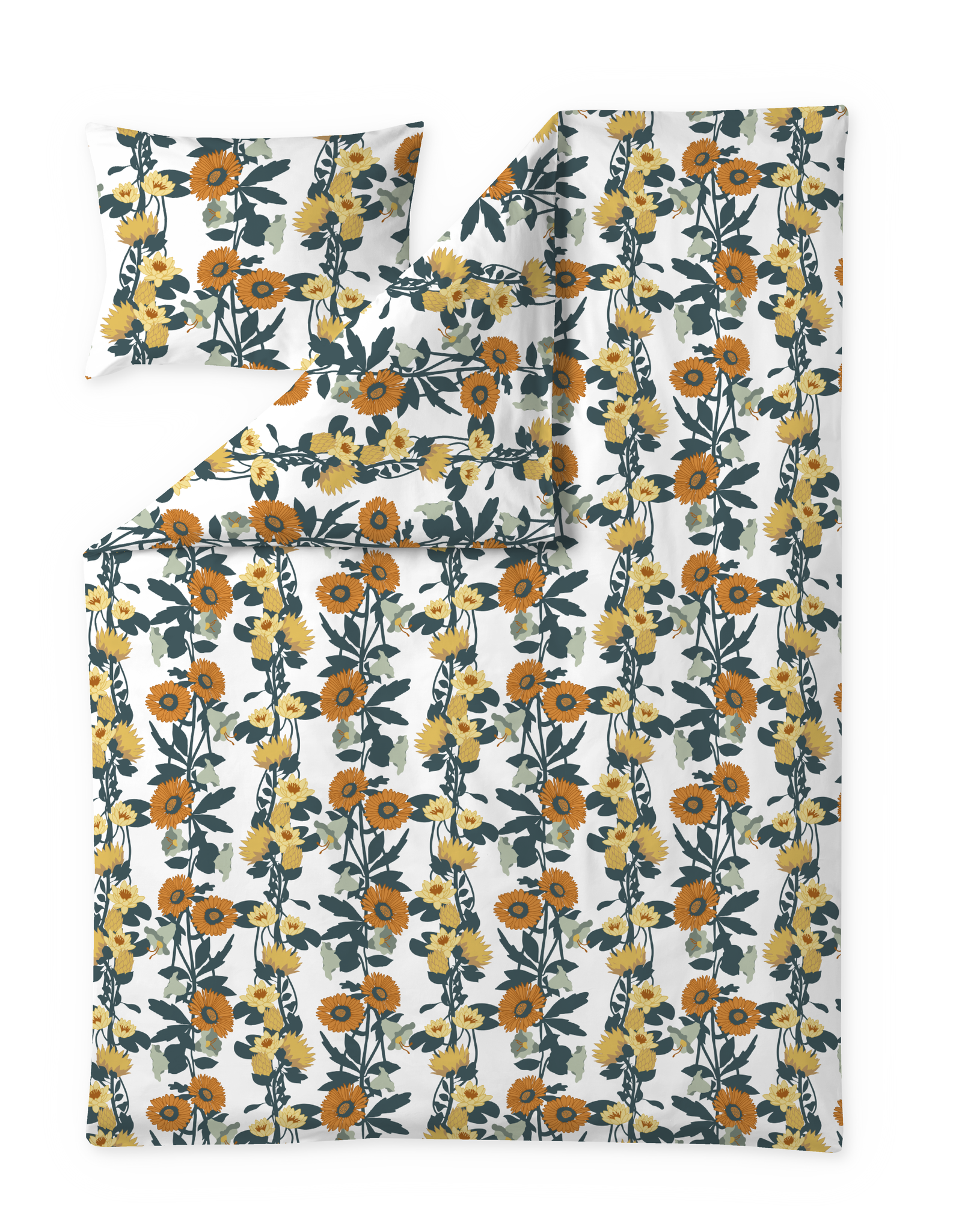 60652-5491-01-06; Finlayson Kaksin Duvet Cover set Orange / Green / 150x210 + 50x60 cm 