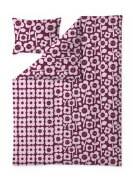 Finlayson COM Kukkariemu Duvet Cover set Burgundy / Rose / 150x210 + 50x60 cm