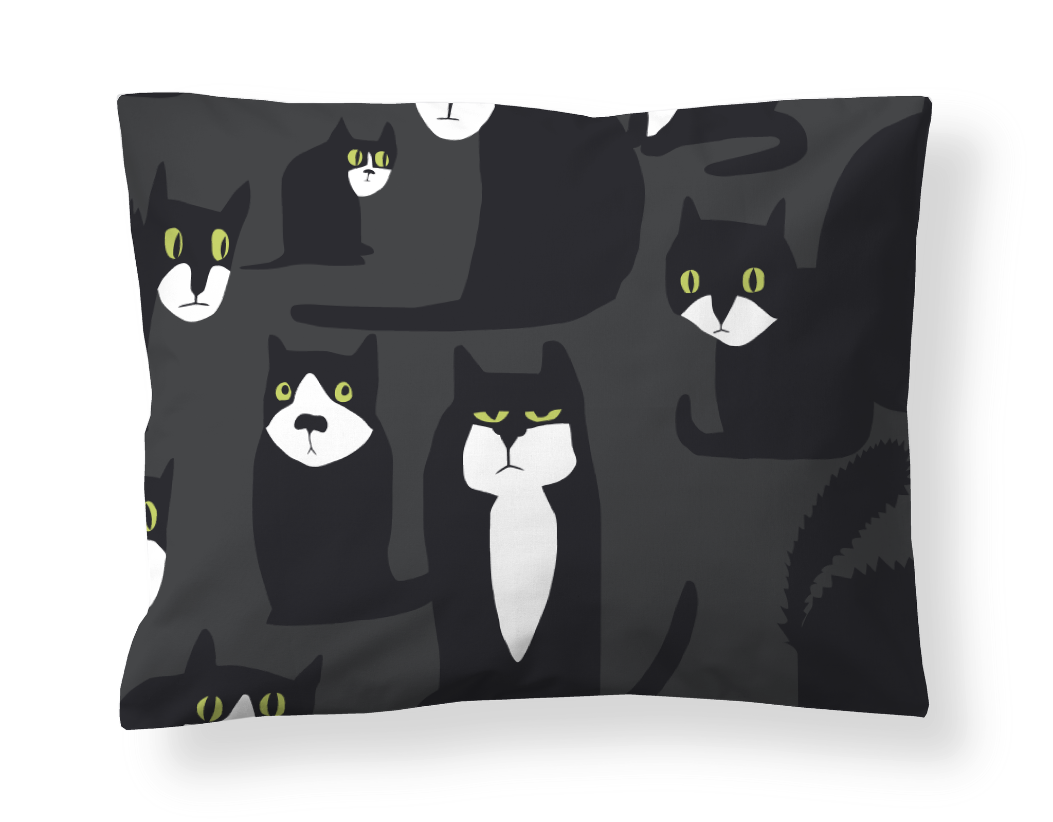 60136-5075-02-10; Finlayson Spot the Dog Pillowcase Dark Grey / Black / Lime / 50x60 cm 