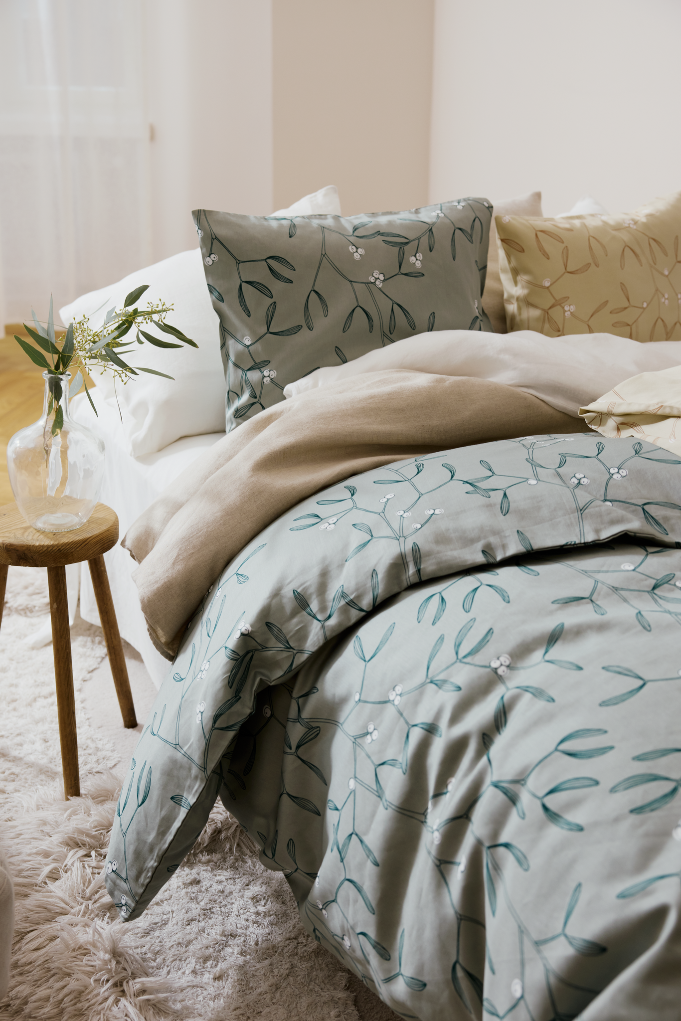 60712-5132-05-06_3; Finlayson Misteli Sateen Duvet Cover set Salvian Green / 150x210 + 50x60 cm 
