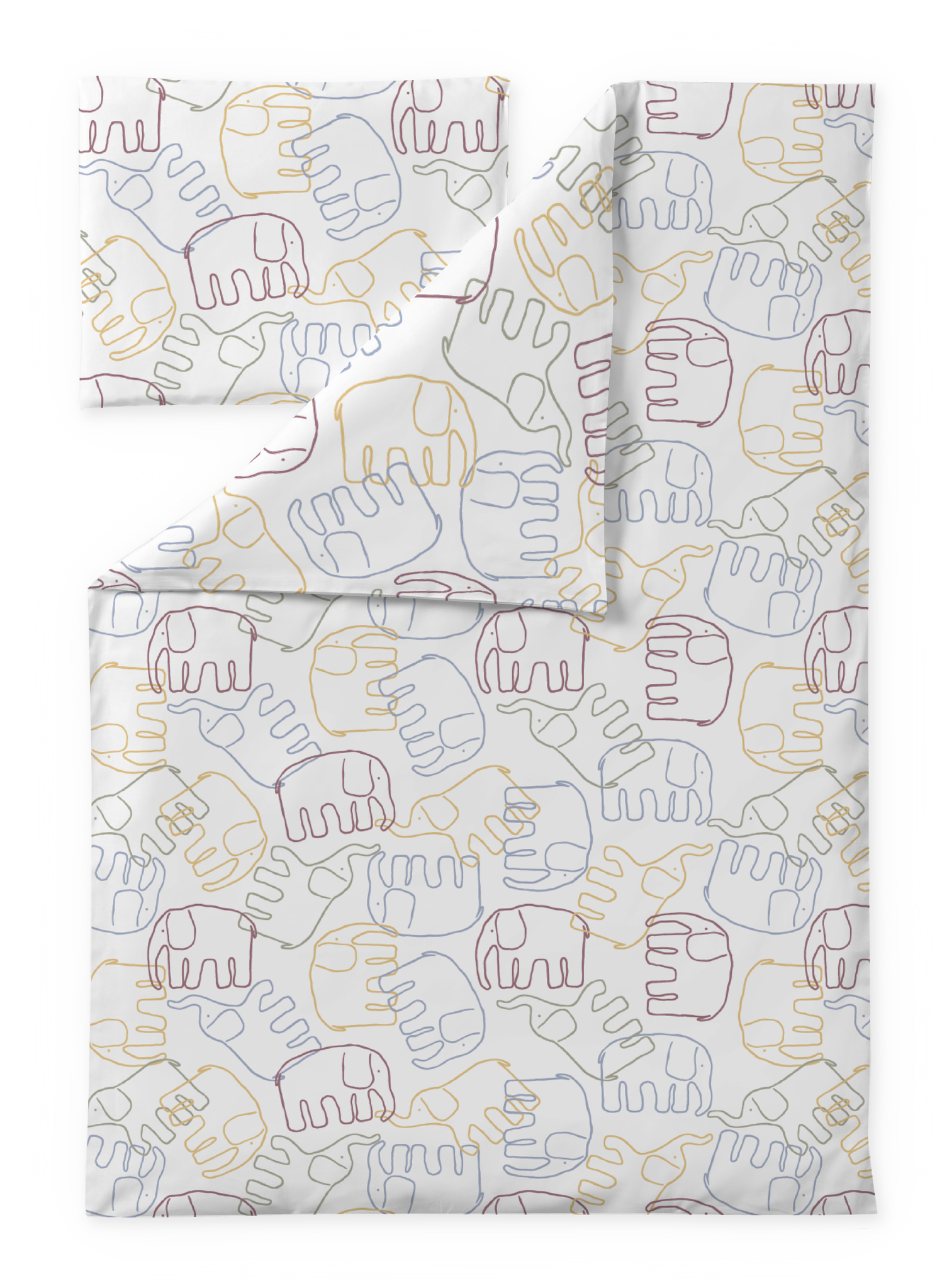 60674-5416-04-06; Finlayson Elefantti villi Baby's duvet cover set Multi / 85x125 + 40x60 cm 