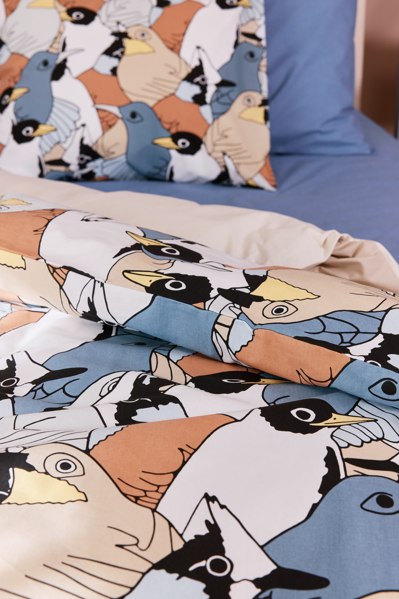 60652-5490-02-06_2; Finlayson Sekaparvi Duvet Cover set Blue / Brown / 150x210 + 50x60 cm 