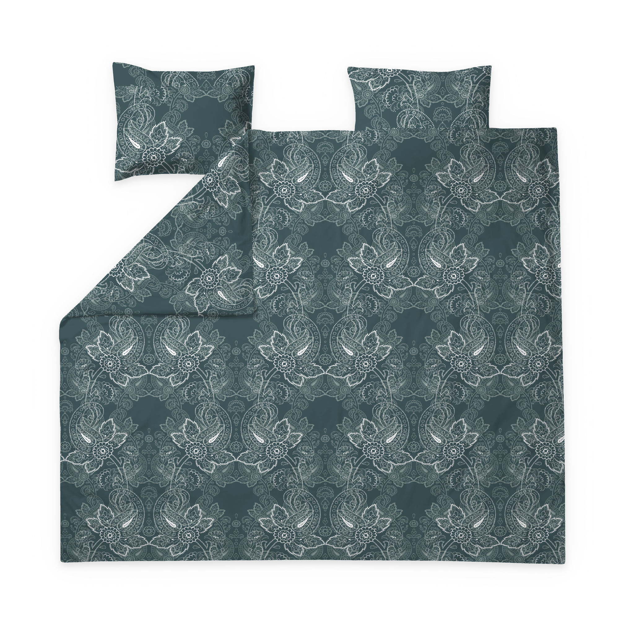 60693-4546-13-05; Finlayson Viktoria Tencel-Sateen Double Duvet Cover set Petrol / Aqua / 240x210 + 50x60 cm 