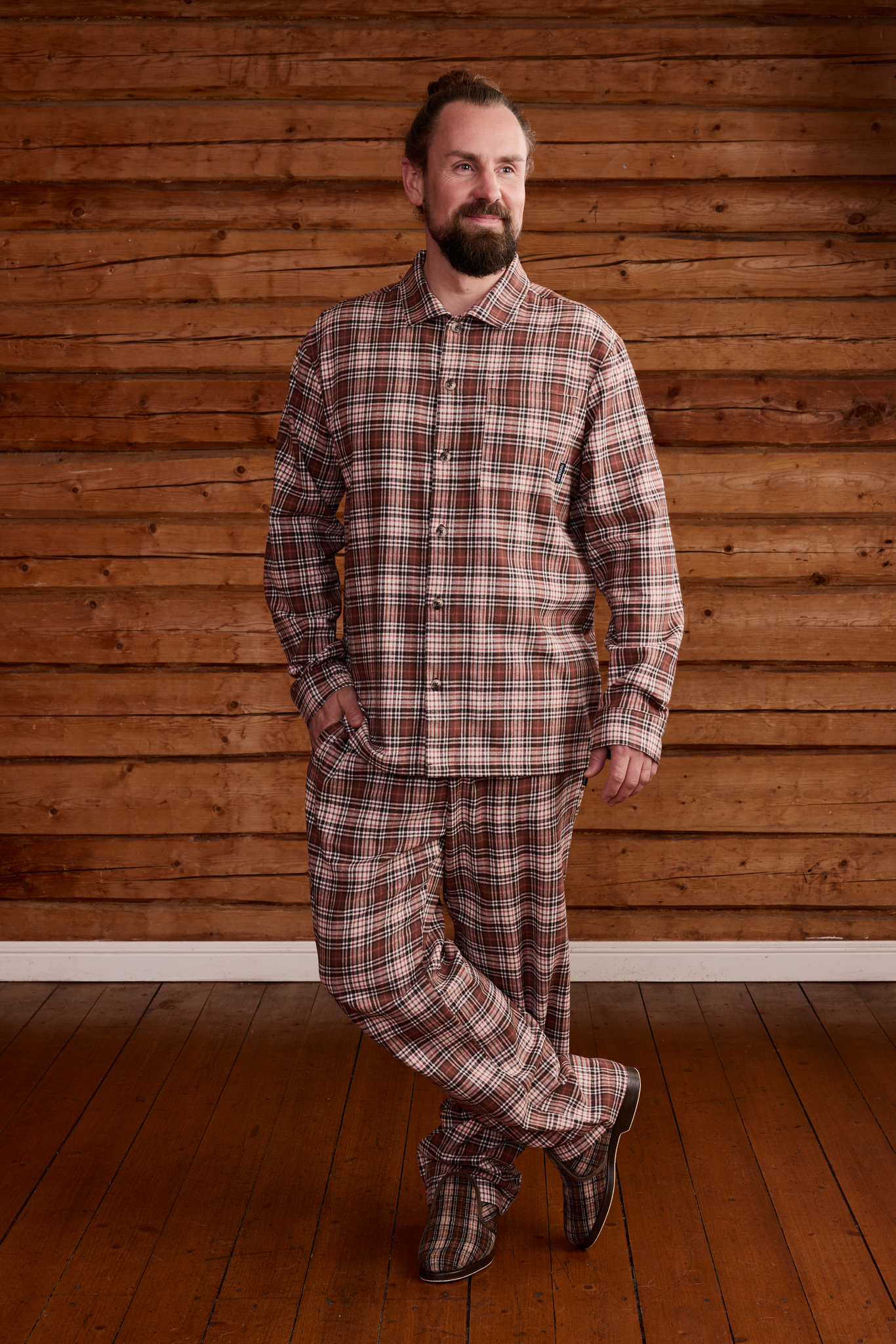 22751435004_2; 22751435003_2; 22751435001_2; 22751435002_2; Finlayson Reino Flannel pyjamas Brown / L 