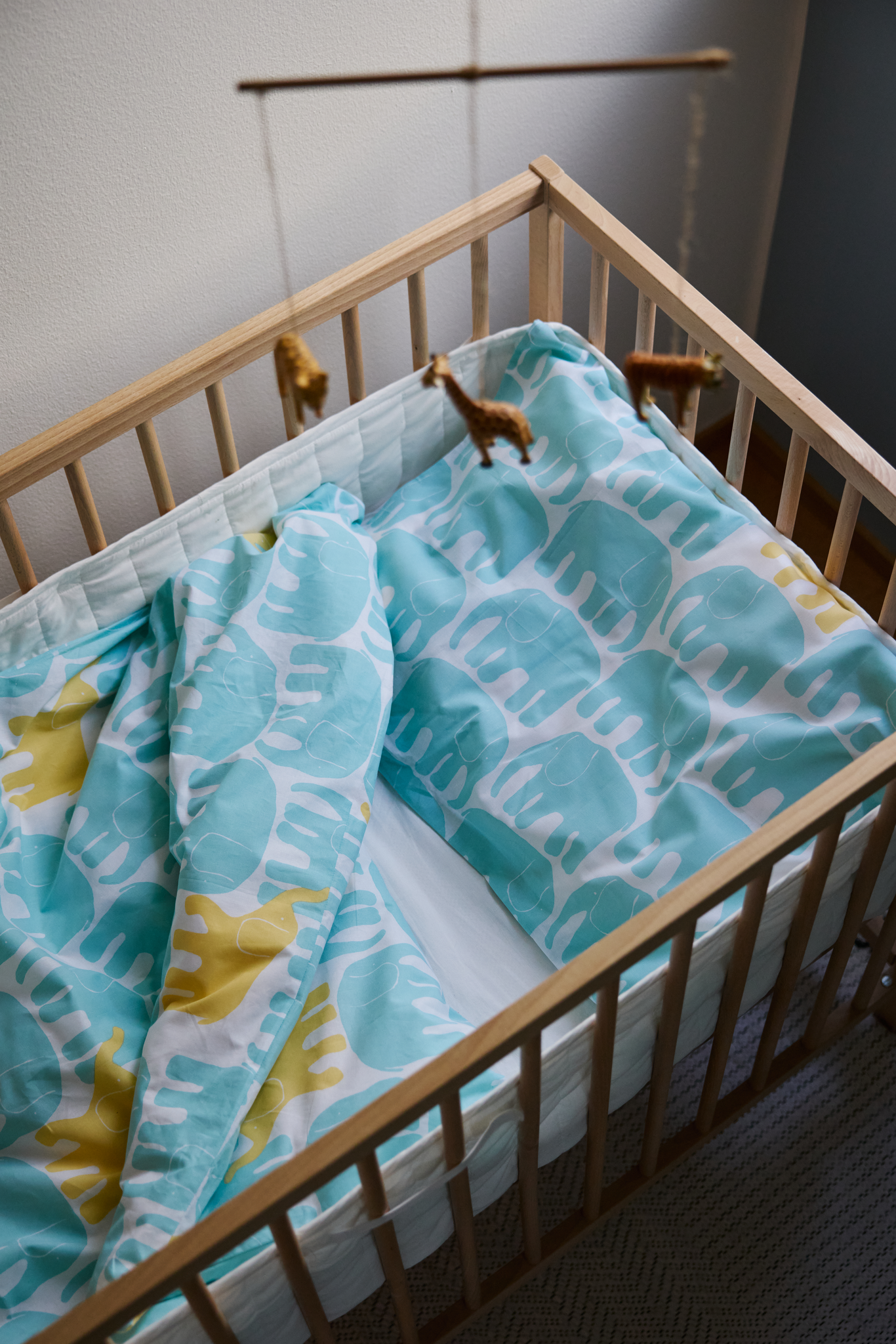 60662-5415-04-06_1; Finlayson Elefantti vapaa Duvet Cover Set Light Aqua / Yellow / 120x160 + 40x60 cm 