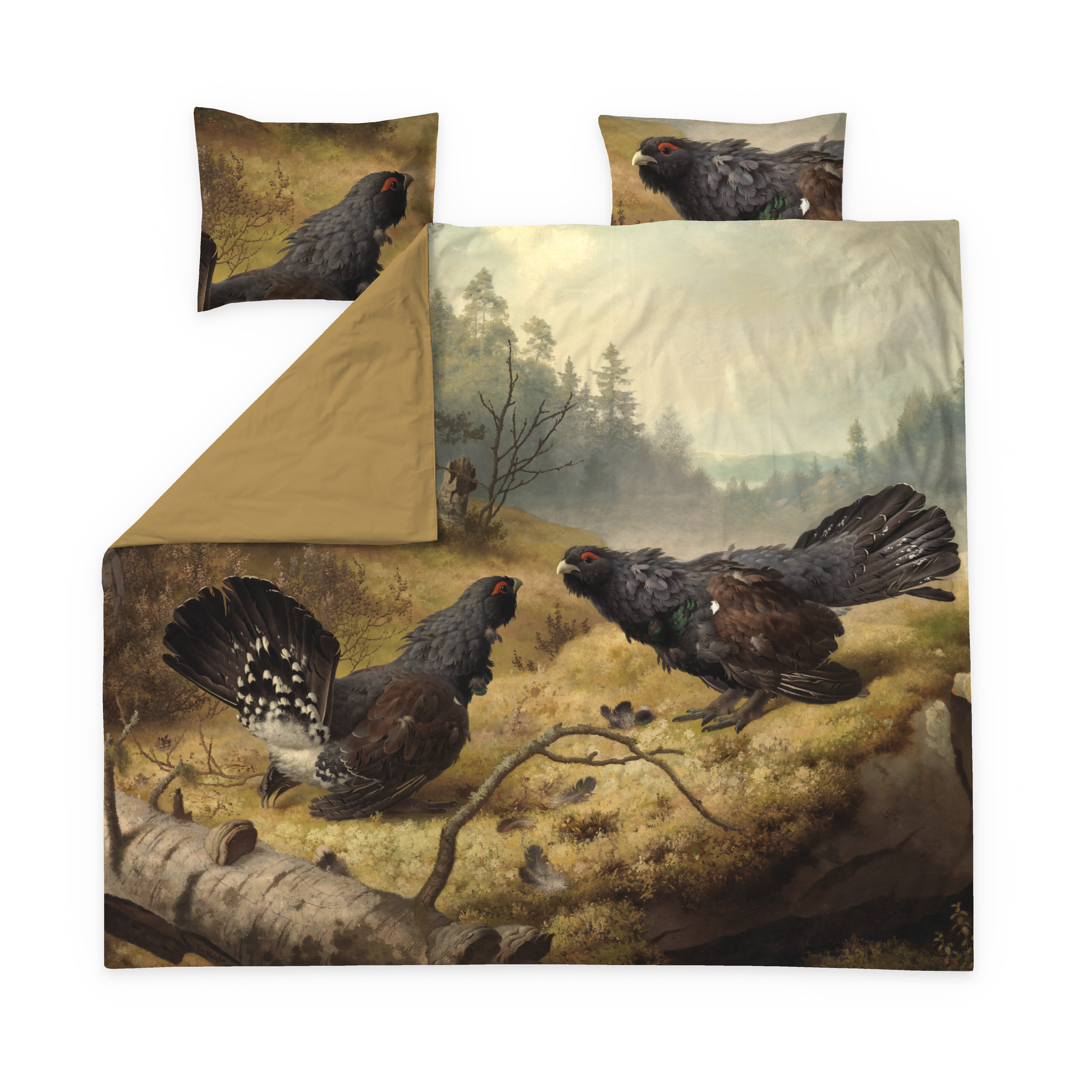 60692-5407-01-05; Finlayson Taistelevat metsot Sateen Double Duvet Cover Set Black / Multi / 240x210 + 50x60 cm 