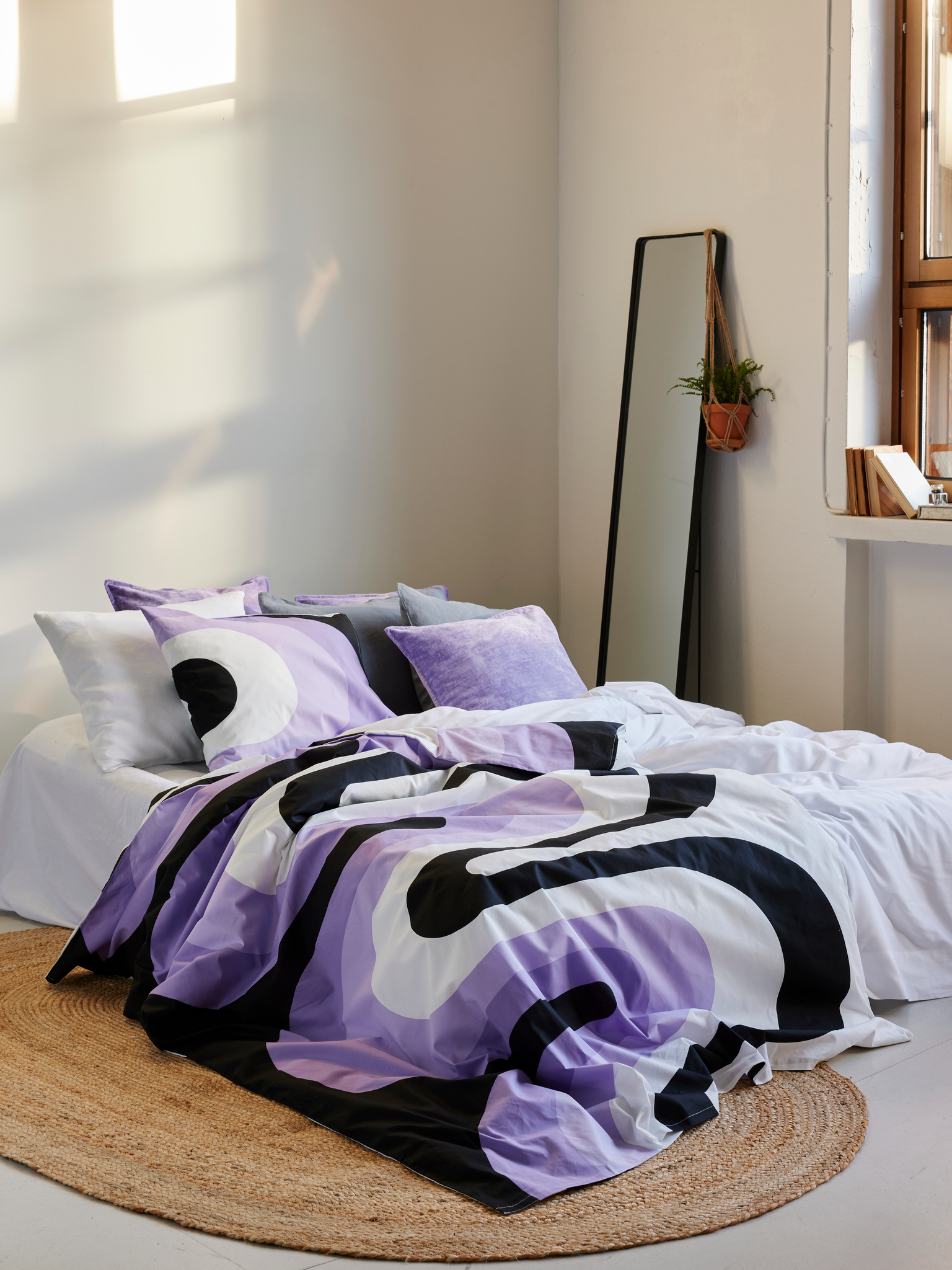 60652-5254-05-06_2; Finlayson Kaista Duvet cover set Violet / White / 150x210 + 50x60 cm 