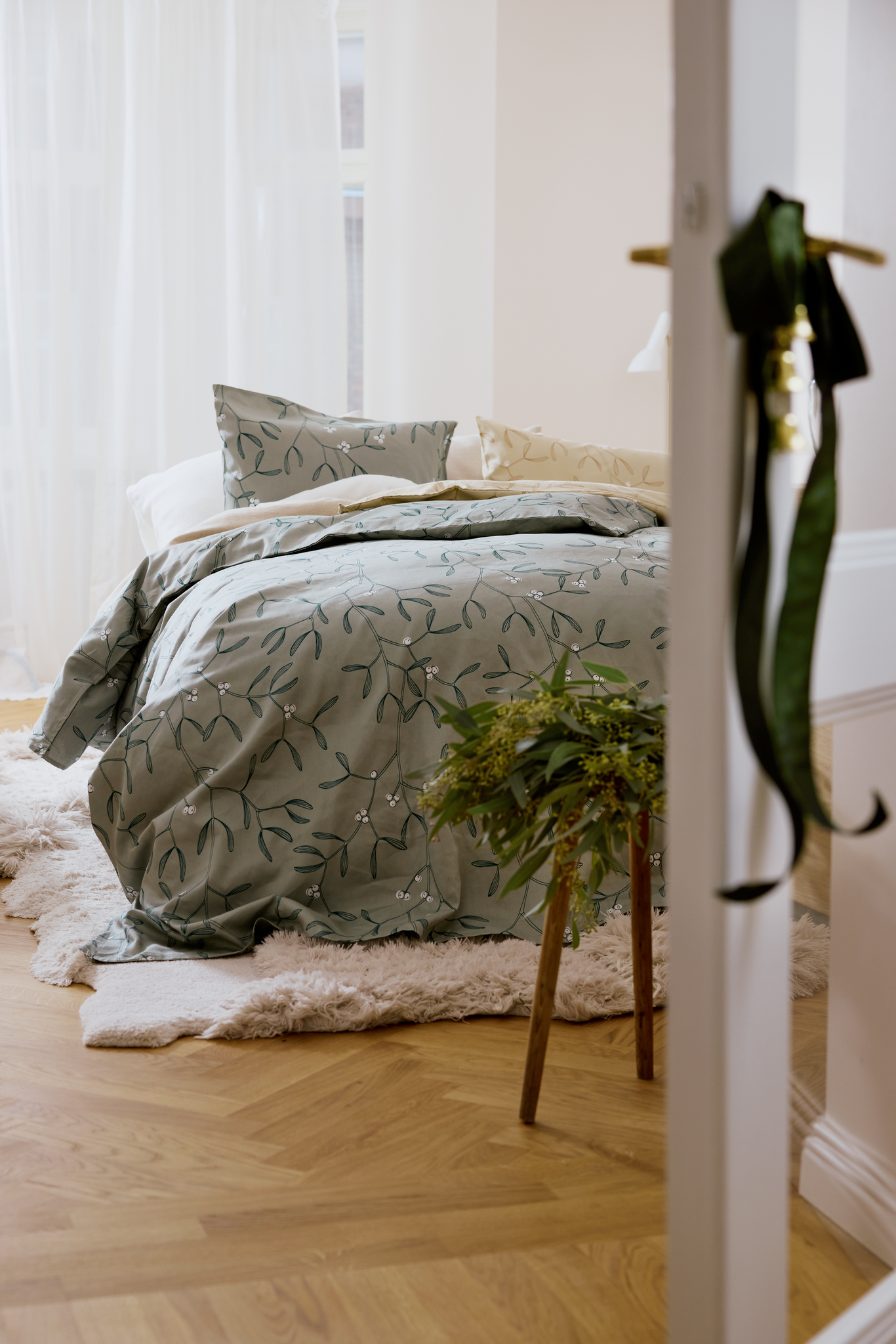 60712-5132-05-06_2; Finlayson Misteli Sateen Duvet Cover set Salvian Green / 150x210 + 50x60 cm 