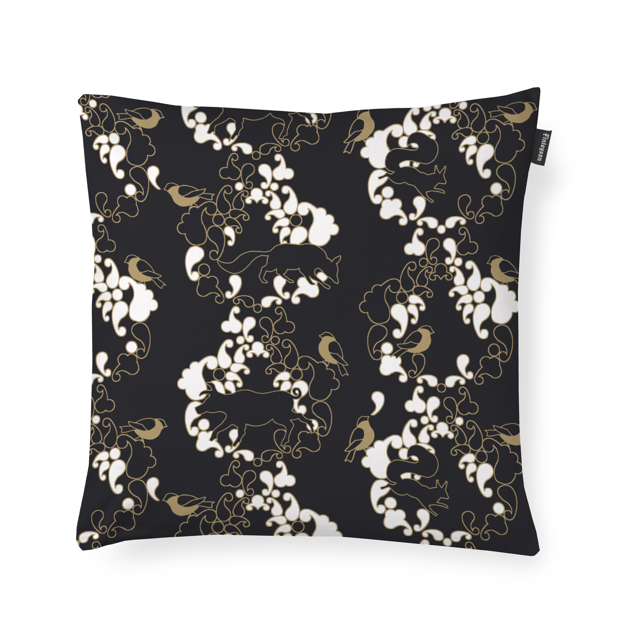 80813-4454-02-04; Finlayson Sopraano Cushion Cover Black / Gold / 48x48 cm 