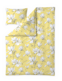 Finlayson COM Magnolia sateen duvet cover set Light Yellow / Grey / 150x210 + 50x60 cm