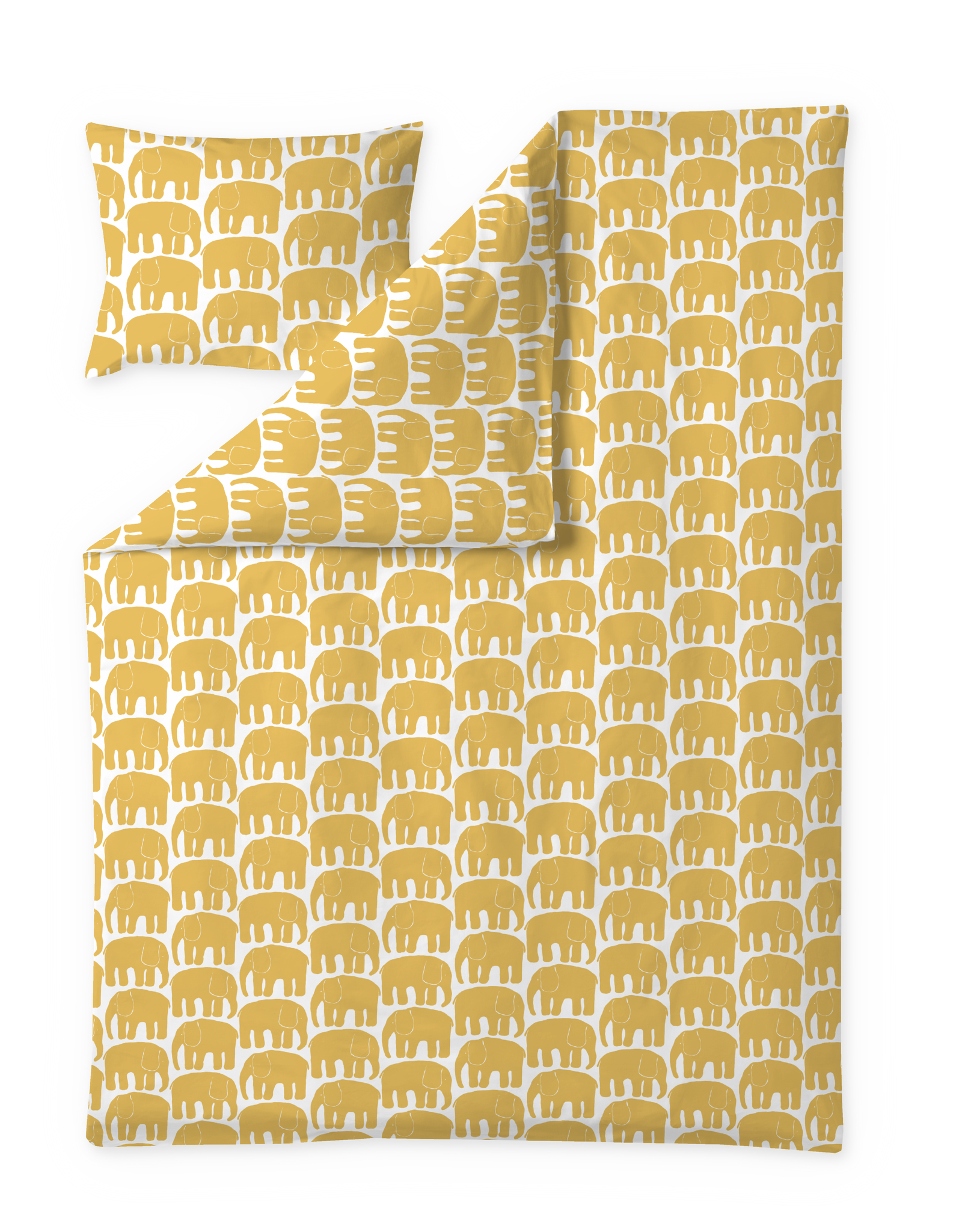 60652-4547-27-06; Finlayson Elefantti Duvet Cover Set Dark Yellow / 150x210 + 50x60 cm 