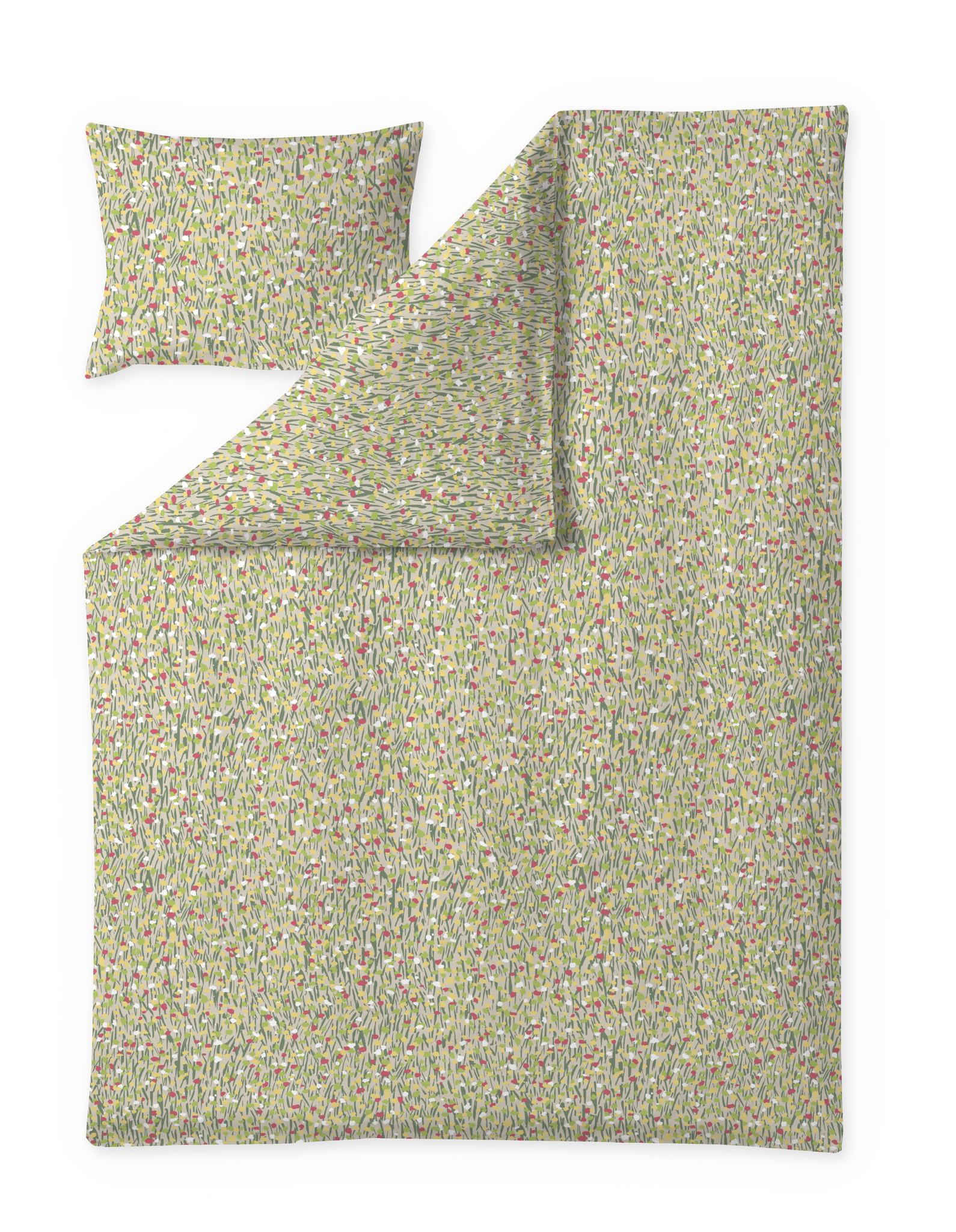 60652-5472-03-06; Finlayson Sievä Duvet Cover Set Sand / Green / Rosa / 150x210 + 50x60 cm 