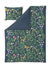 60712-5504-01-06; Finlayson COM Puutarhajuhla sateen duvet cover set Petrol / Yellow / 150x210 + 50x60 cm