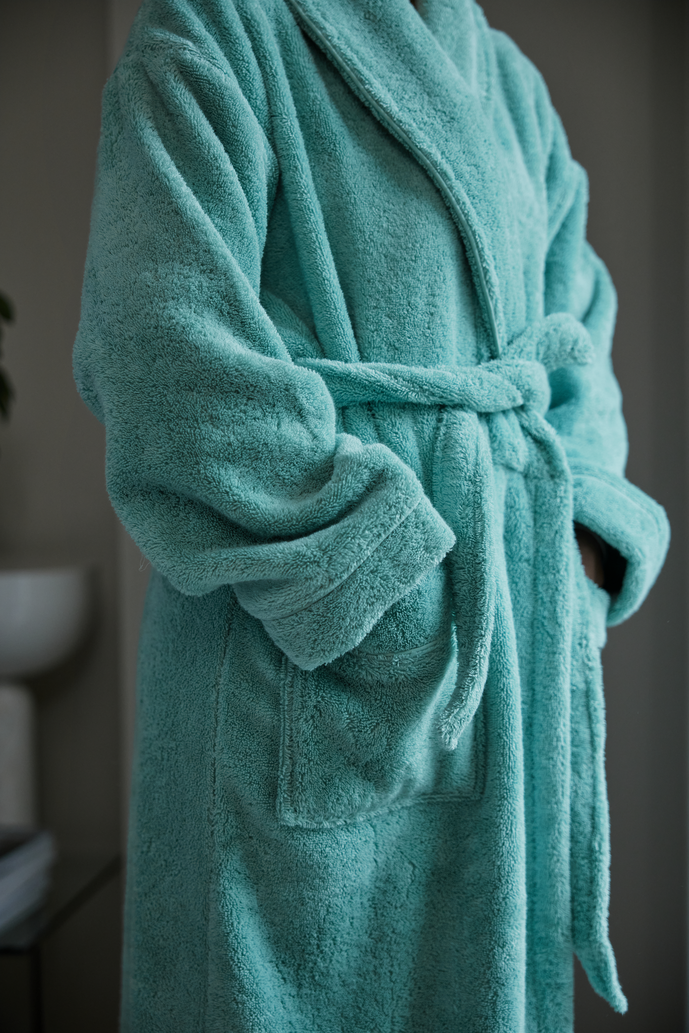 70227-0007-02-03_10; 70227-0007-01-03_10; Finlayson Hali Bathrobe Bluish_green / S/M 