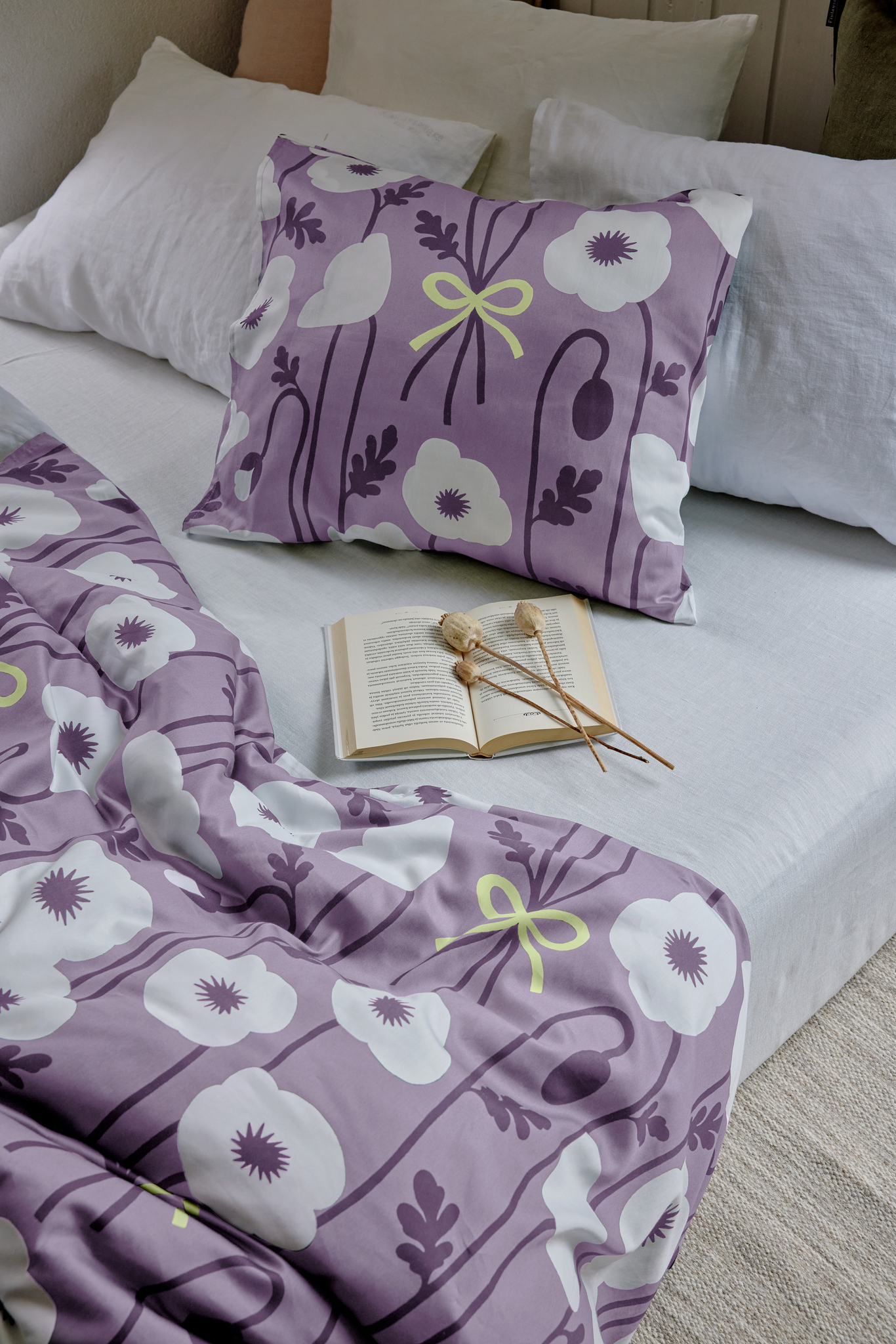 60712-5404-05-06_10; Finlayson Toive Sateen Duvet Cover Set Lilac / 150x210 + 50x60 cm 