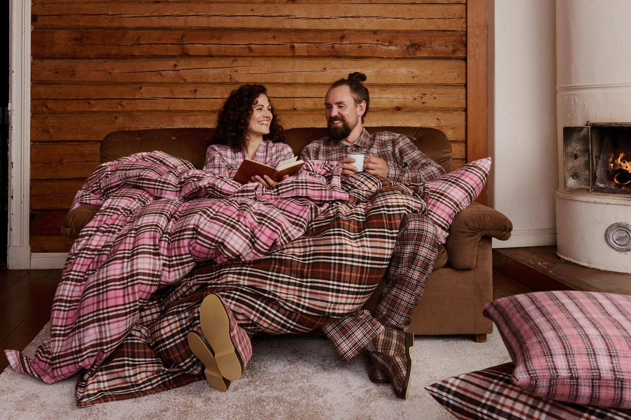 60679-1951-01-06_4; Finlayson Reino Flannel Duvet Cover set Brown / 150x210 + 50x60 cm 