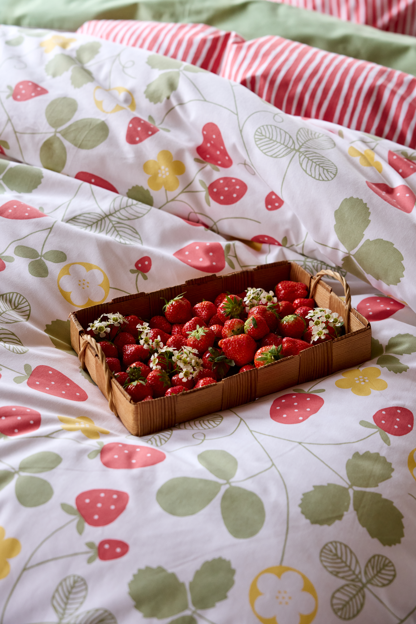 60653-4507-03-06_2; Finlayson Mansikka Duvet cover set Green / Red / Yellow / 150x210 + 50x60 cm 